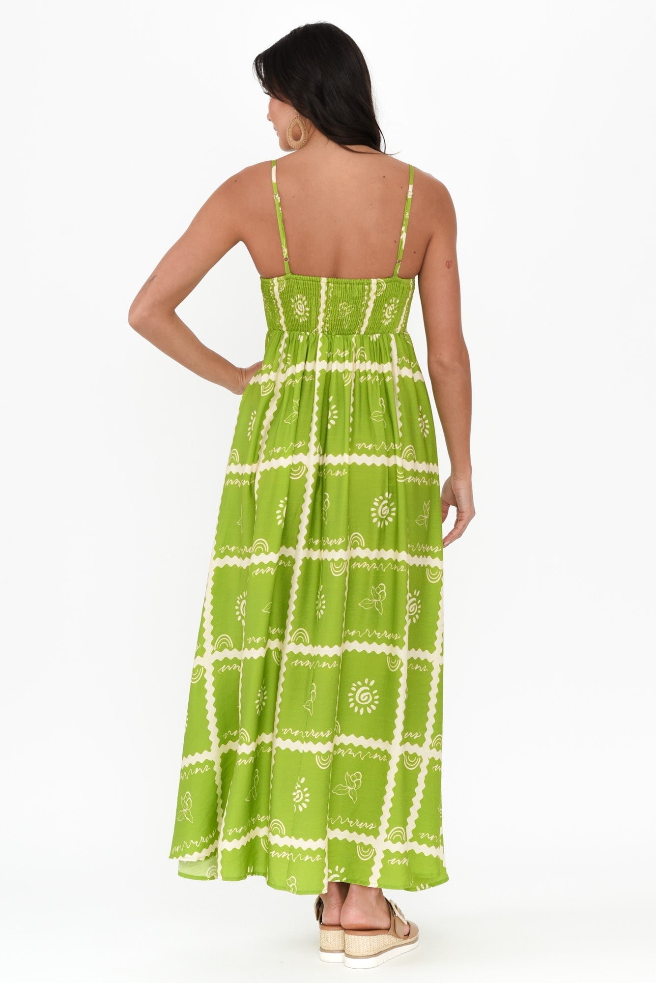Julietta Green Tile Sleeveless Maxi Dress