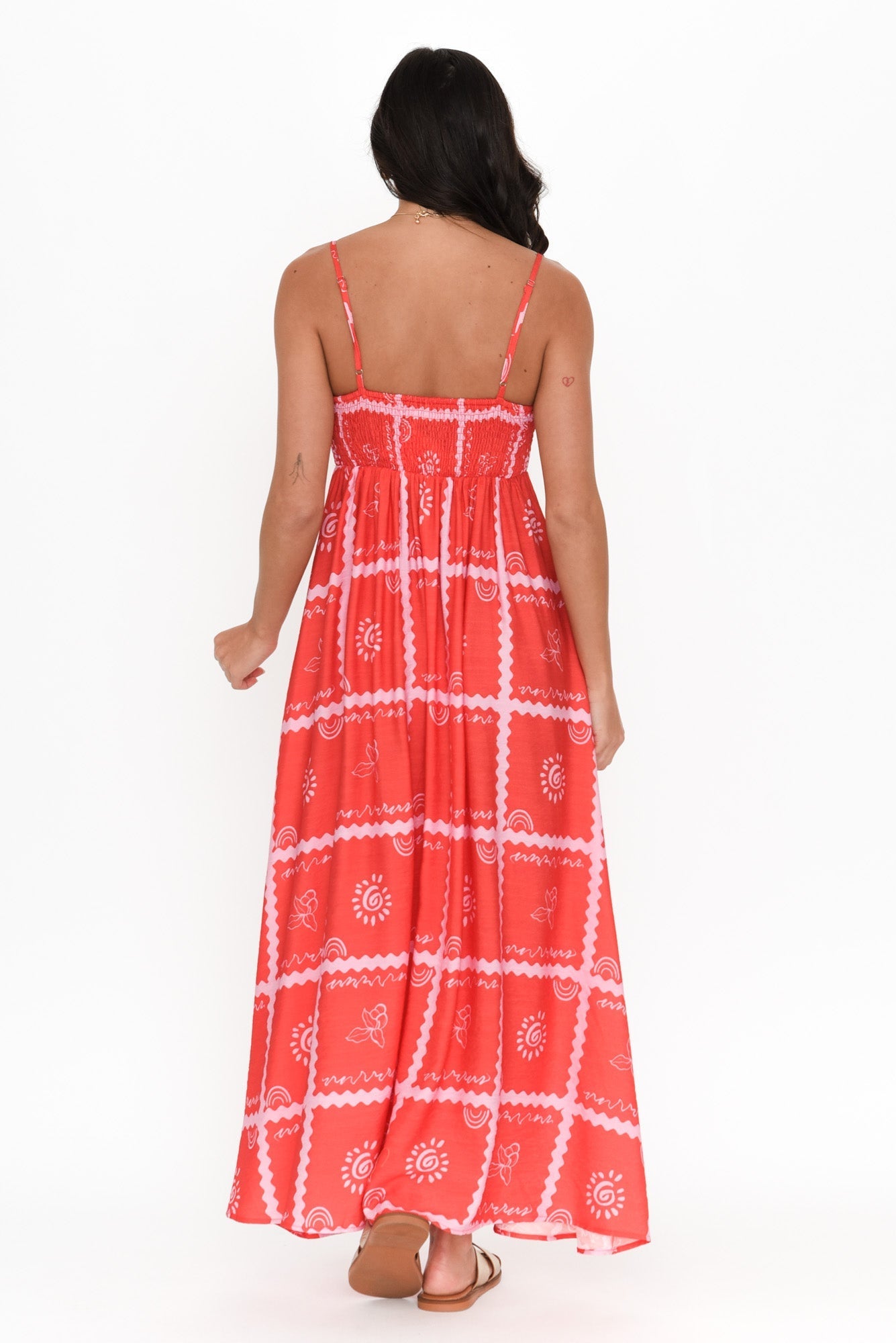 Julietta Red Tile Sleeveless Maxi Dress