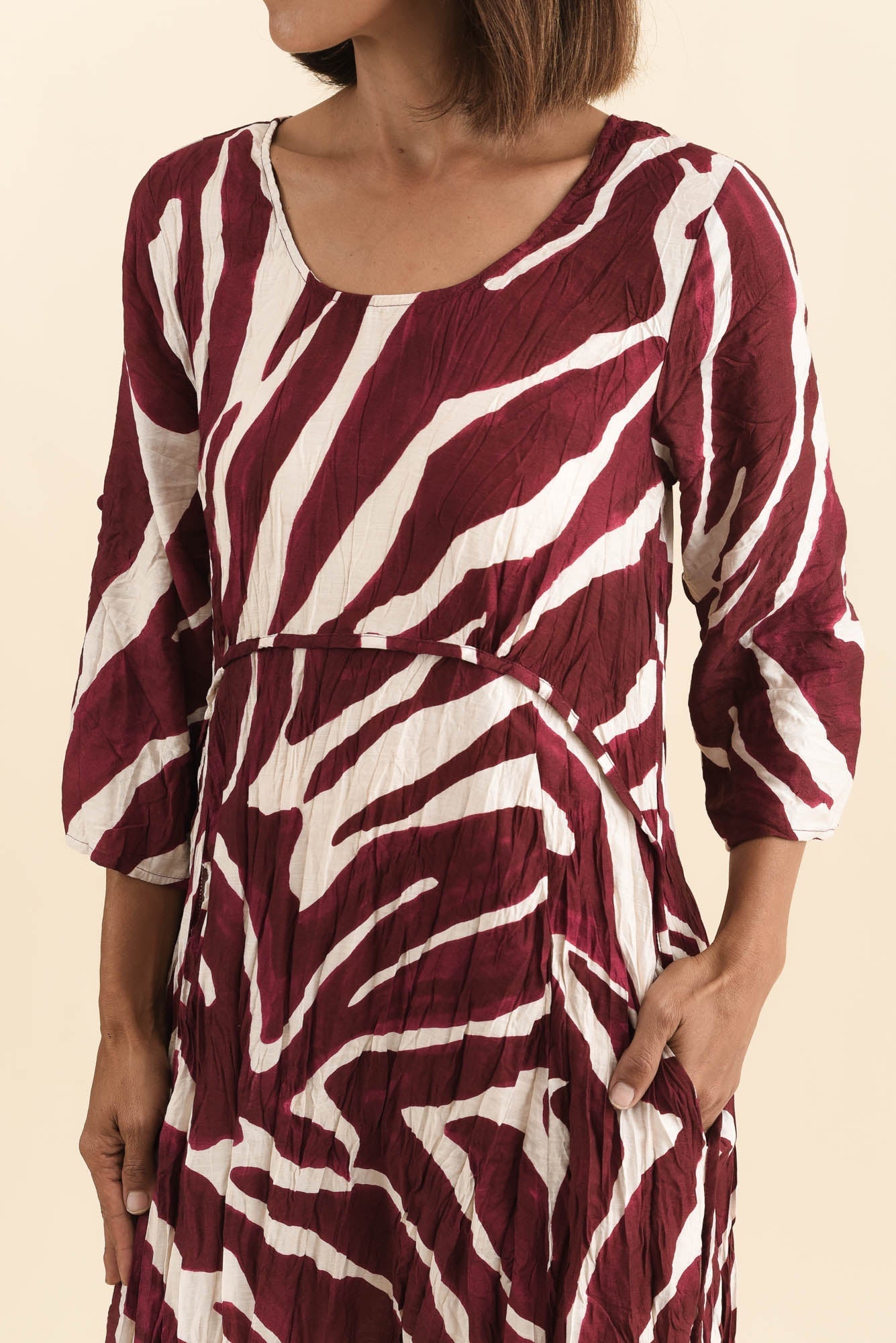 Juna Burgundy Abstract Crescent Dress