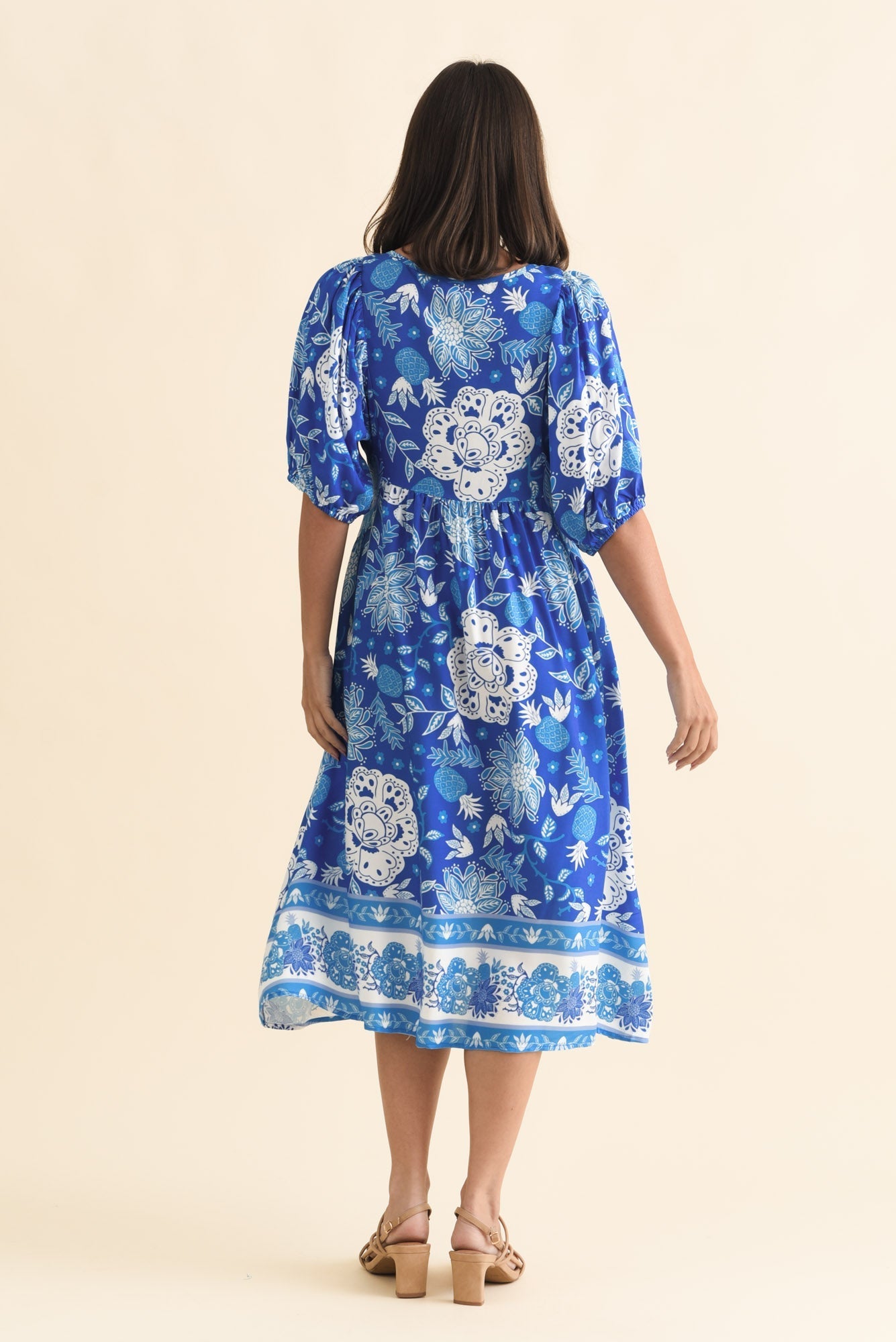 Kacey Blue Floral Button Dress