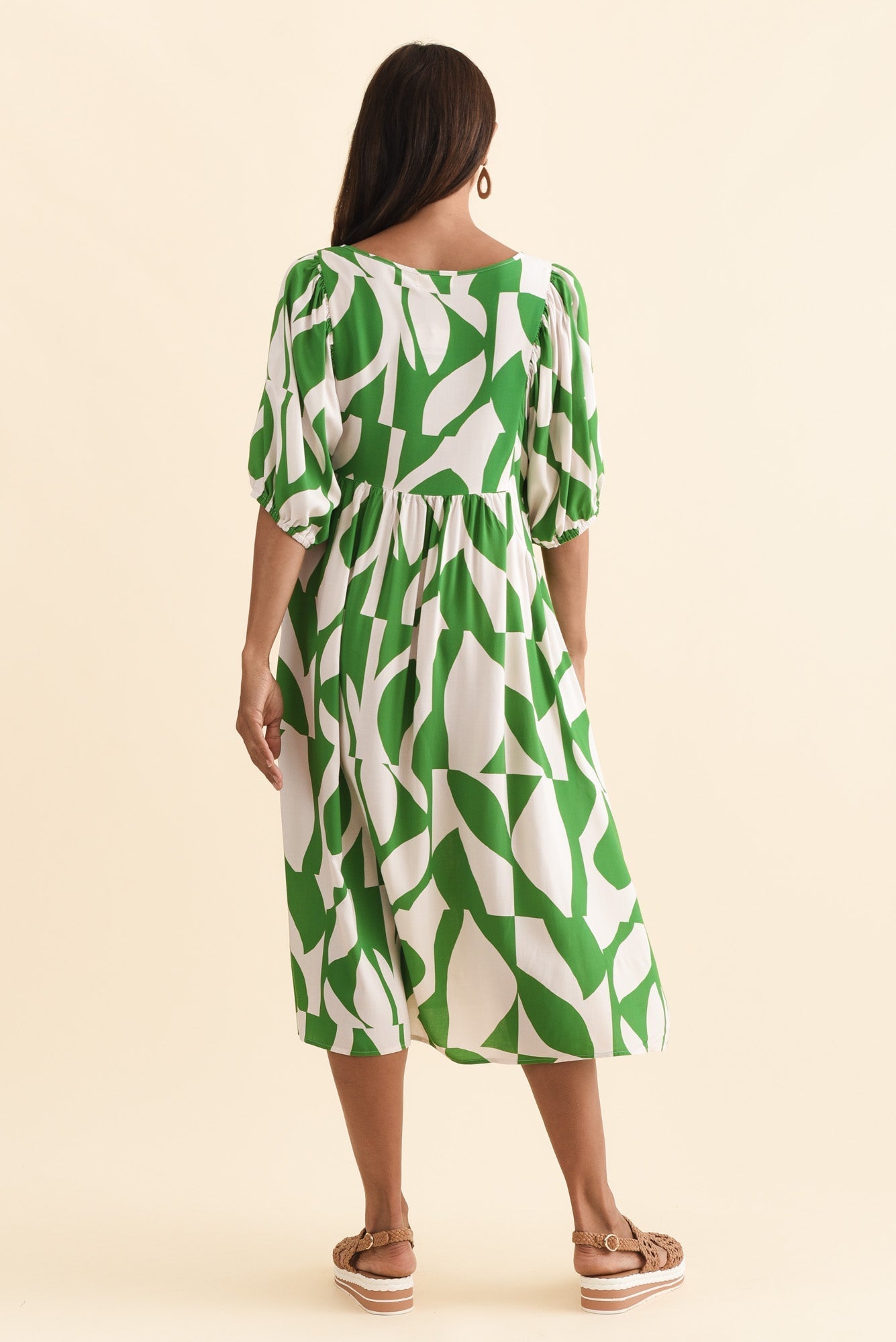 Kacey Green Abstract Button Dress
