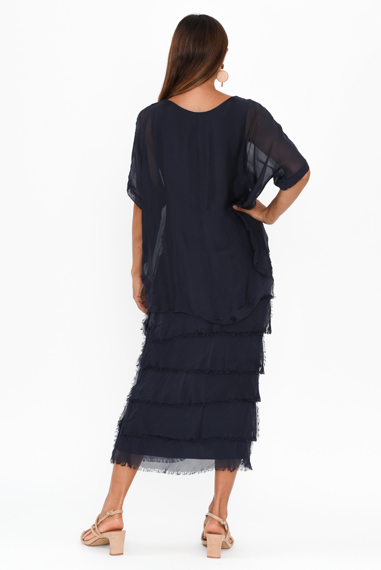 Katerina Navy Silk Overlay Maxi Dress