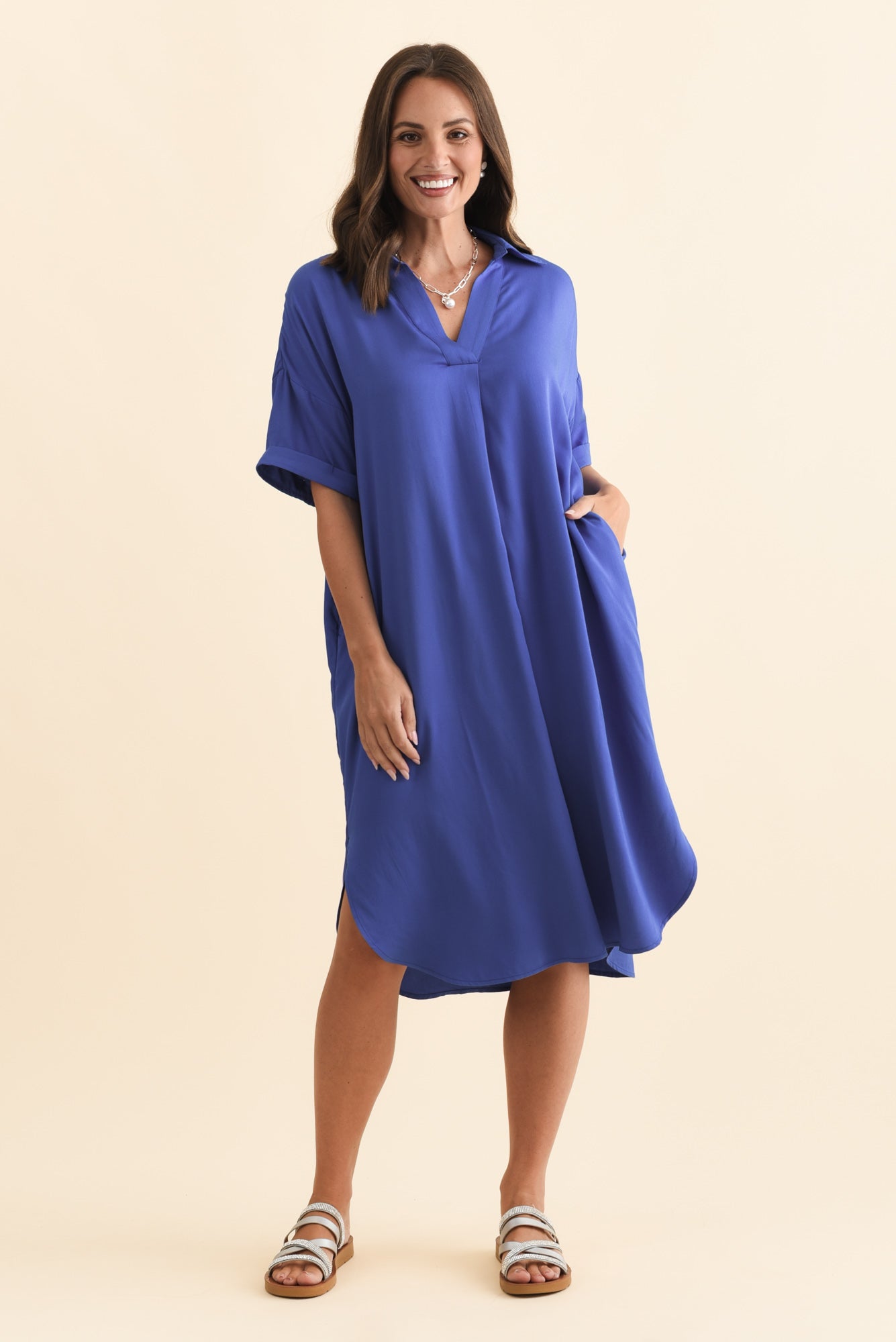 Kazi Cobalt Shirt Dress