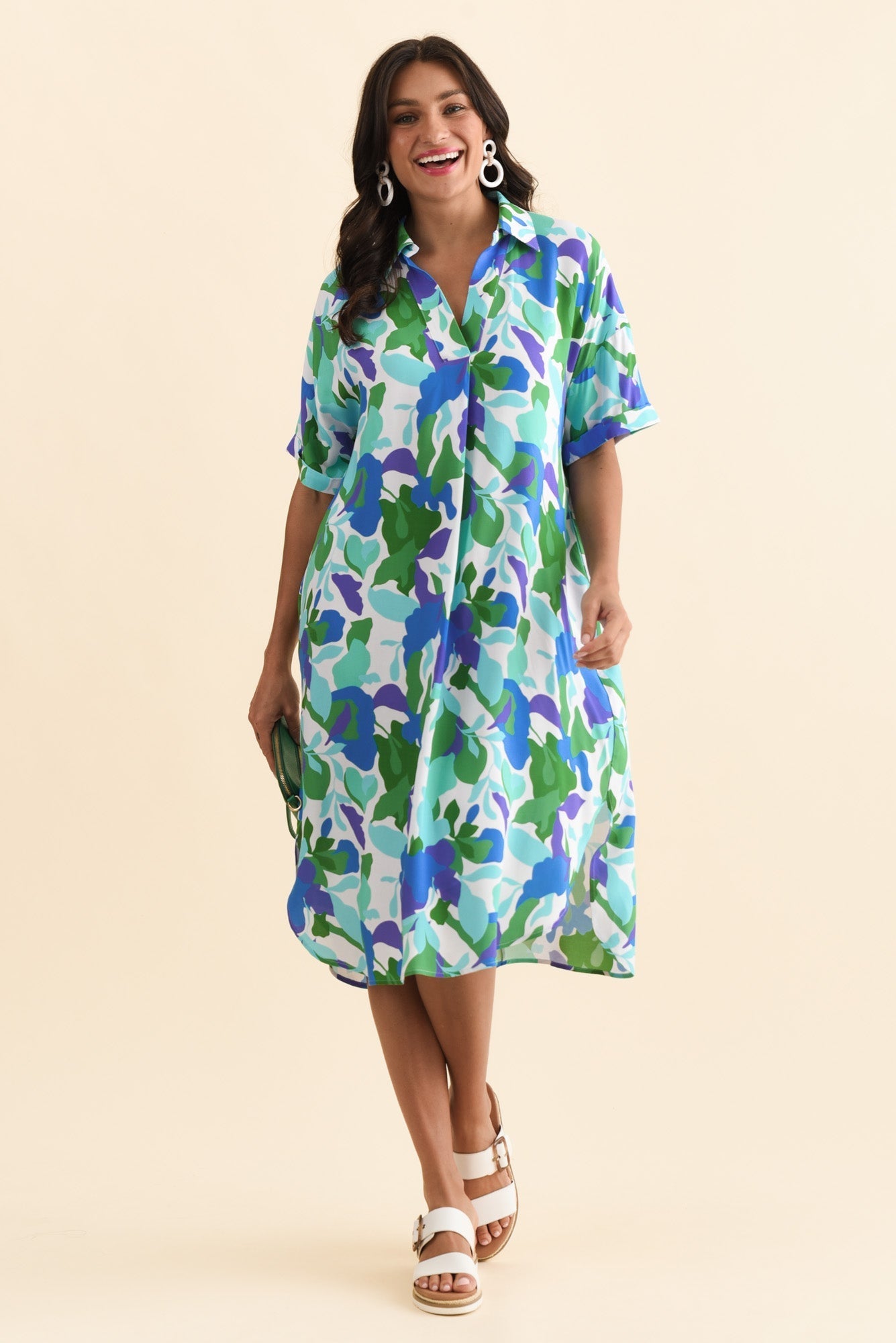 Kazi Green Garden Shirt Dress
