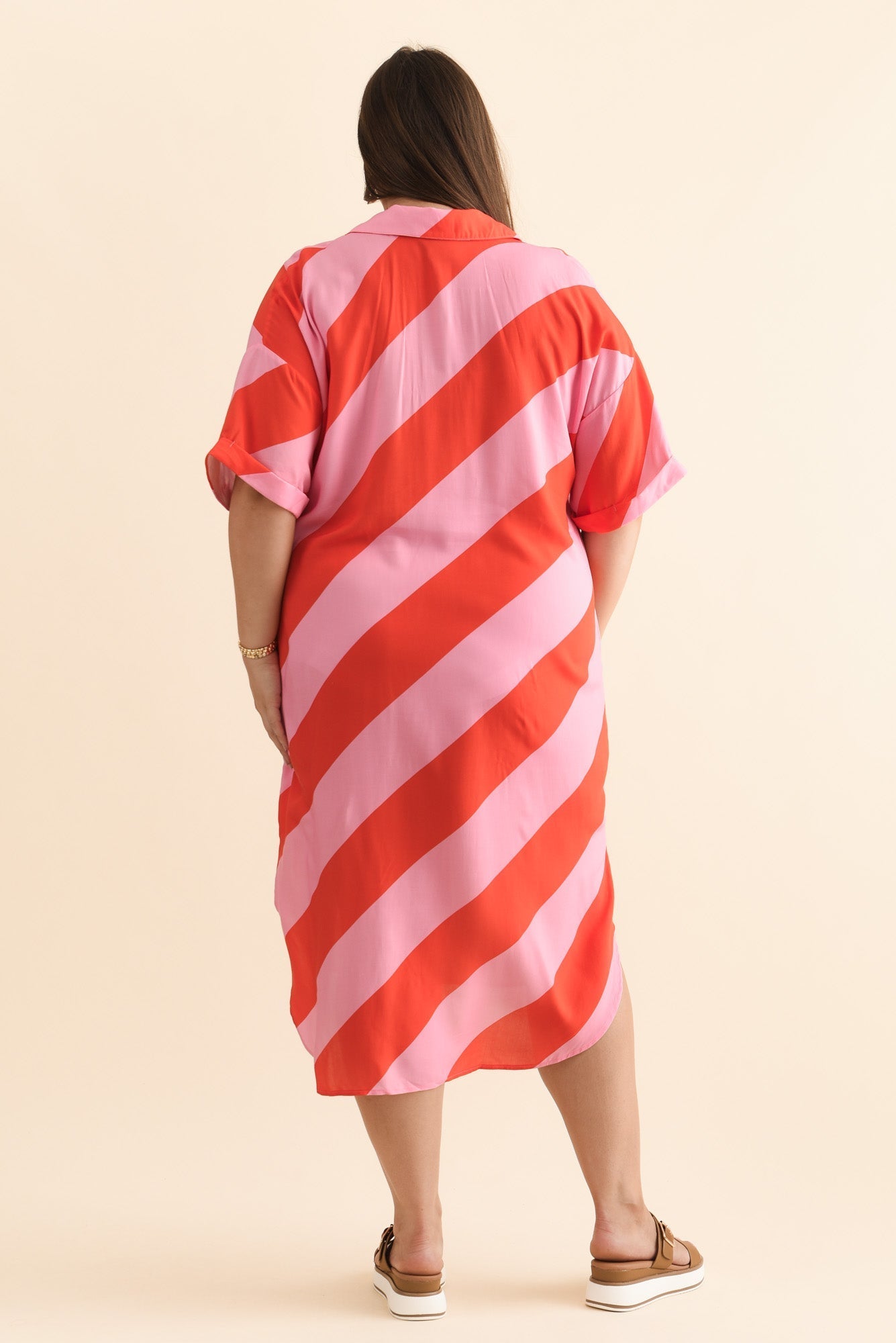 Kazi Pink Stripe Shirt Dress