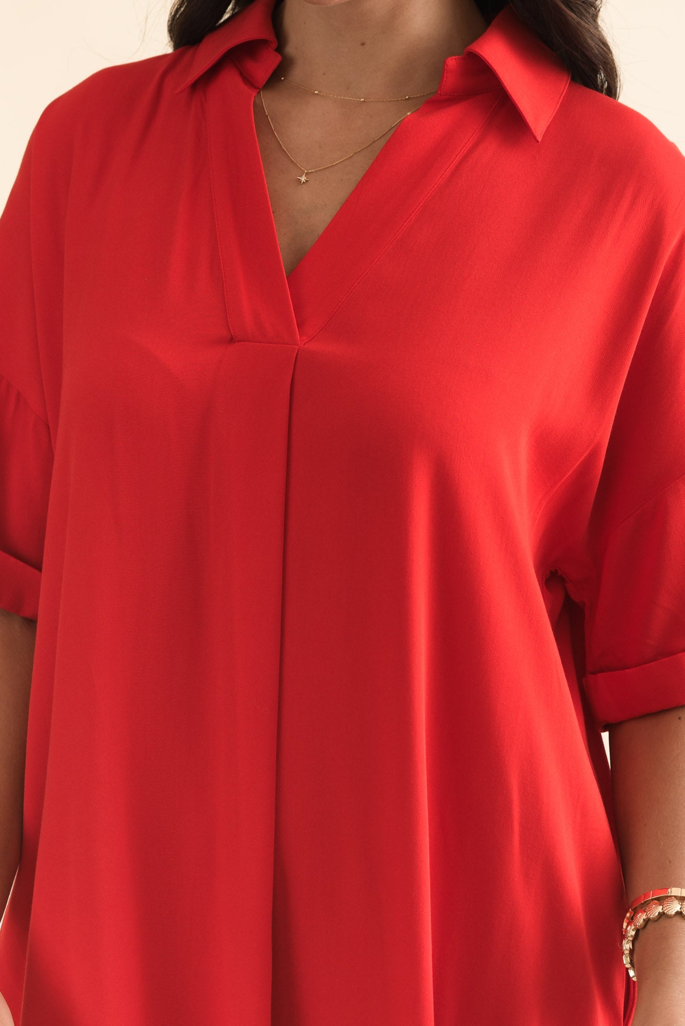 Kazi Red Shirt Dress Detail View