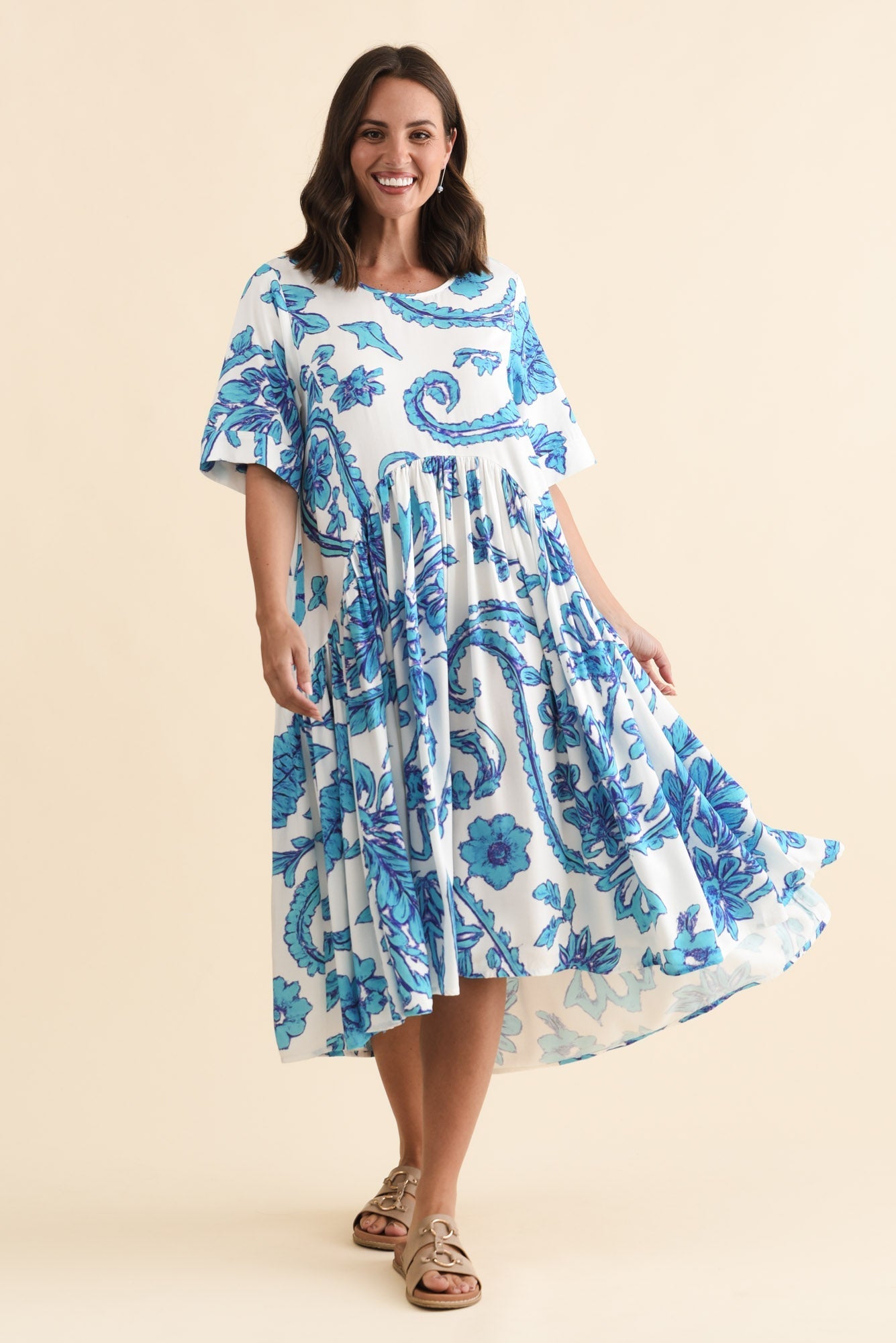 Kiana Blue Paisley Peak Dress