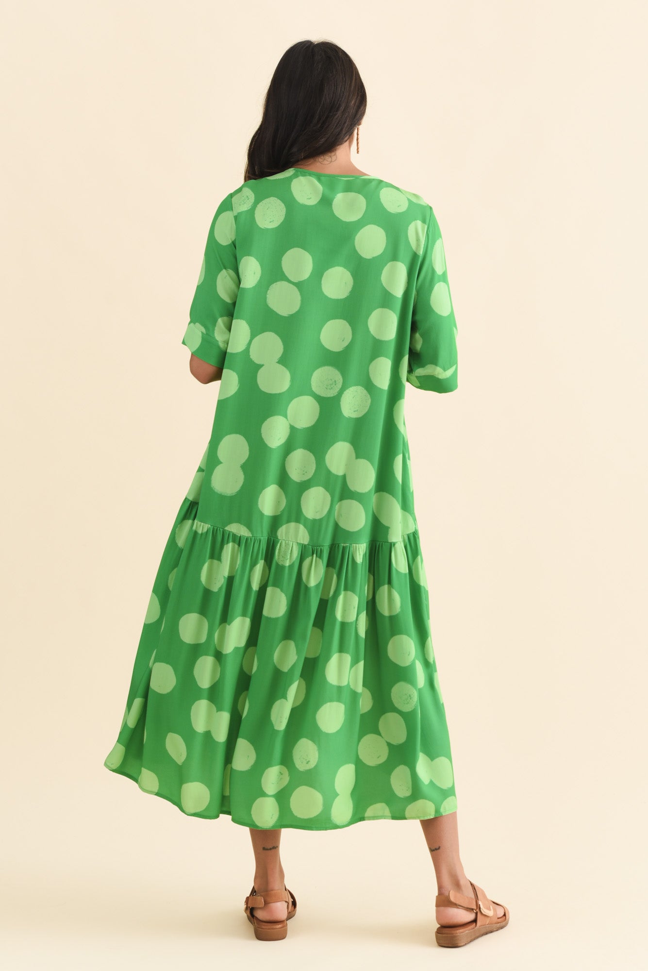 Kiana Green Spot Peak Dress