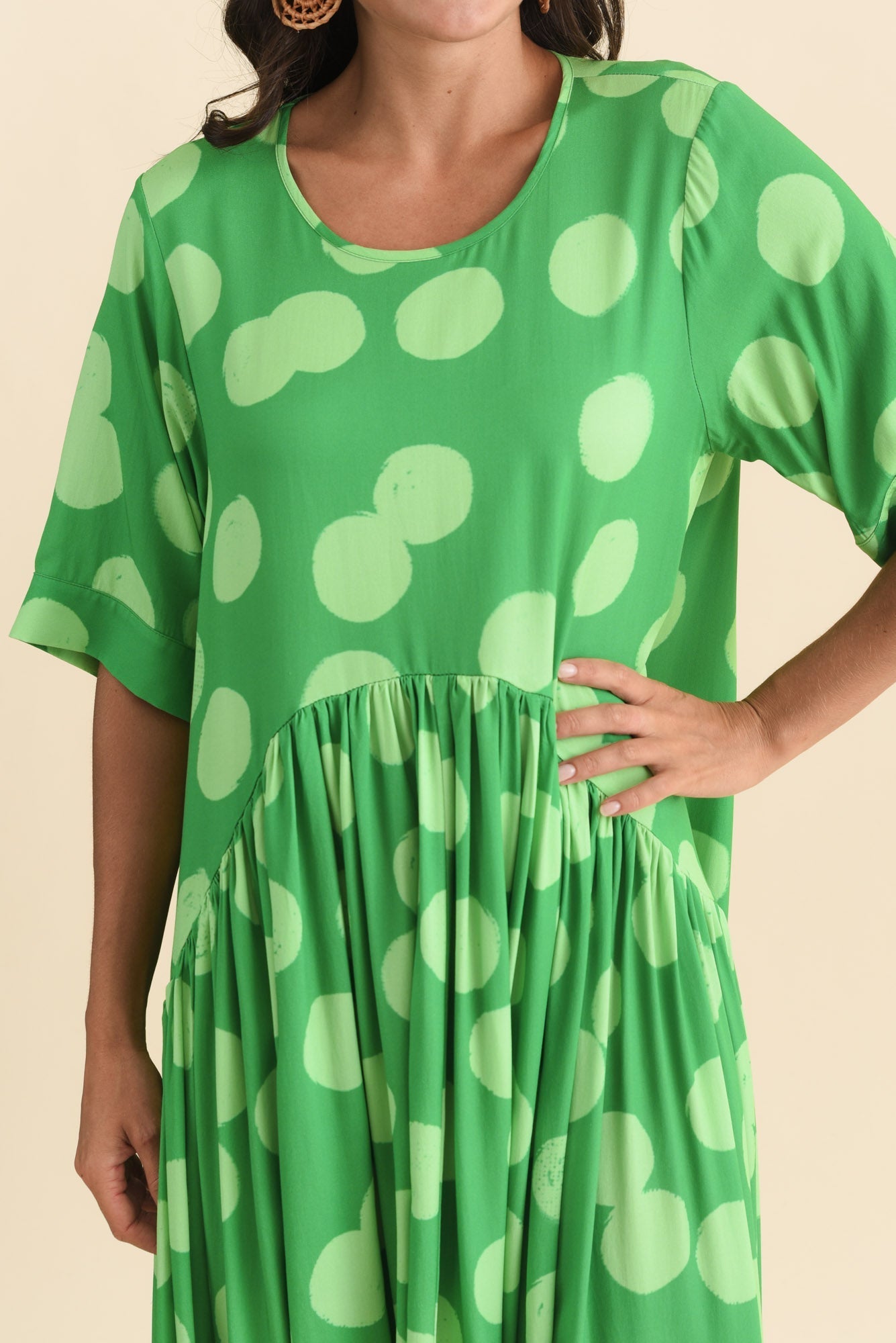 Kiana Green Spot Peak Dress