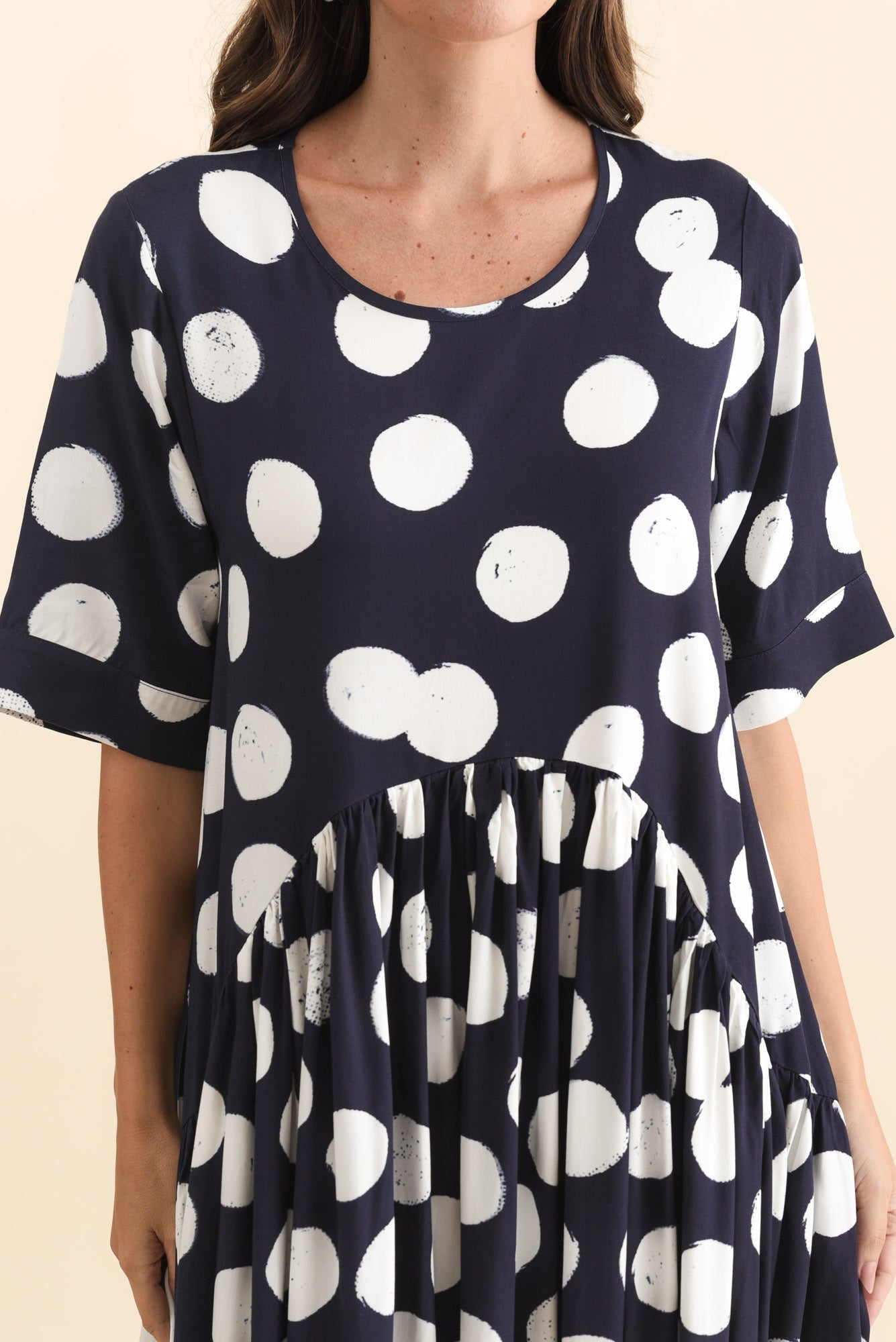 Kiana Navy Spot Peak Dress