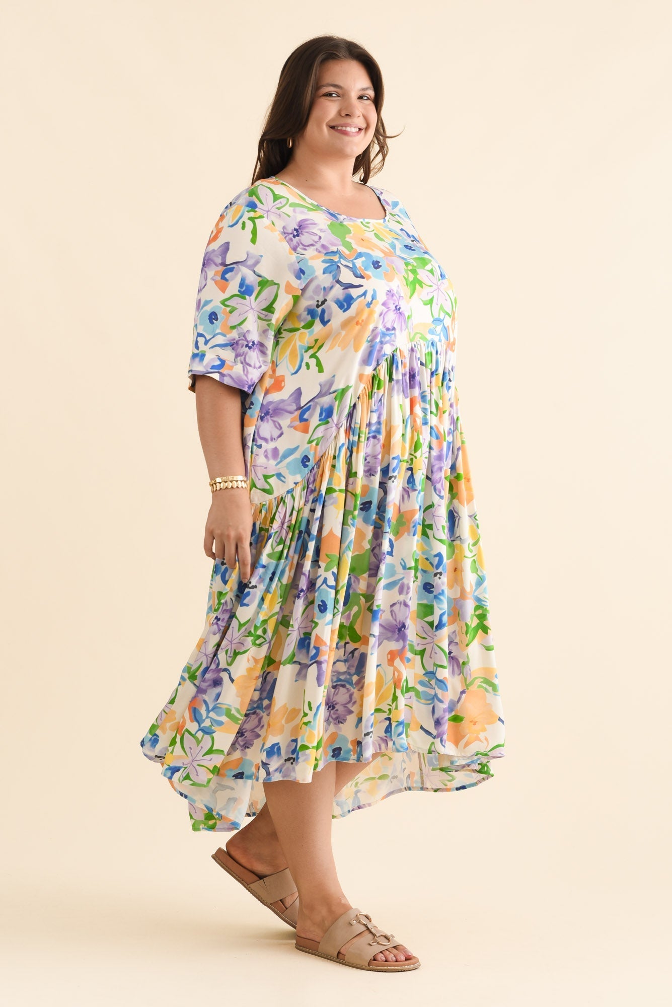 Kiana Purple Floral Peak Dress