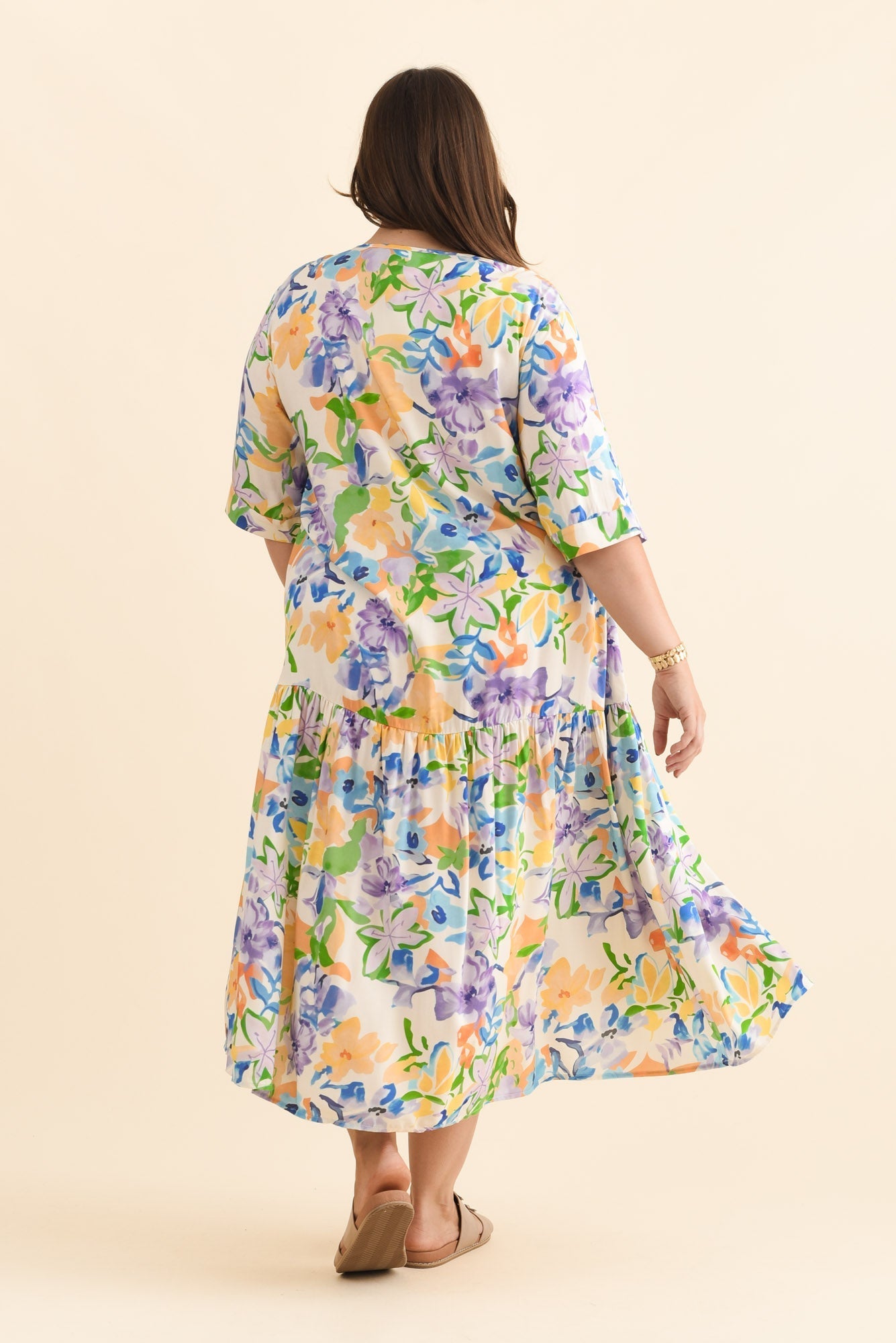 Kiana Purple Floral Peak Dress