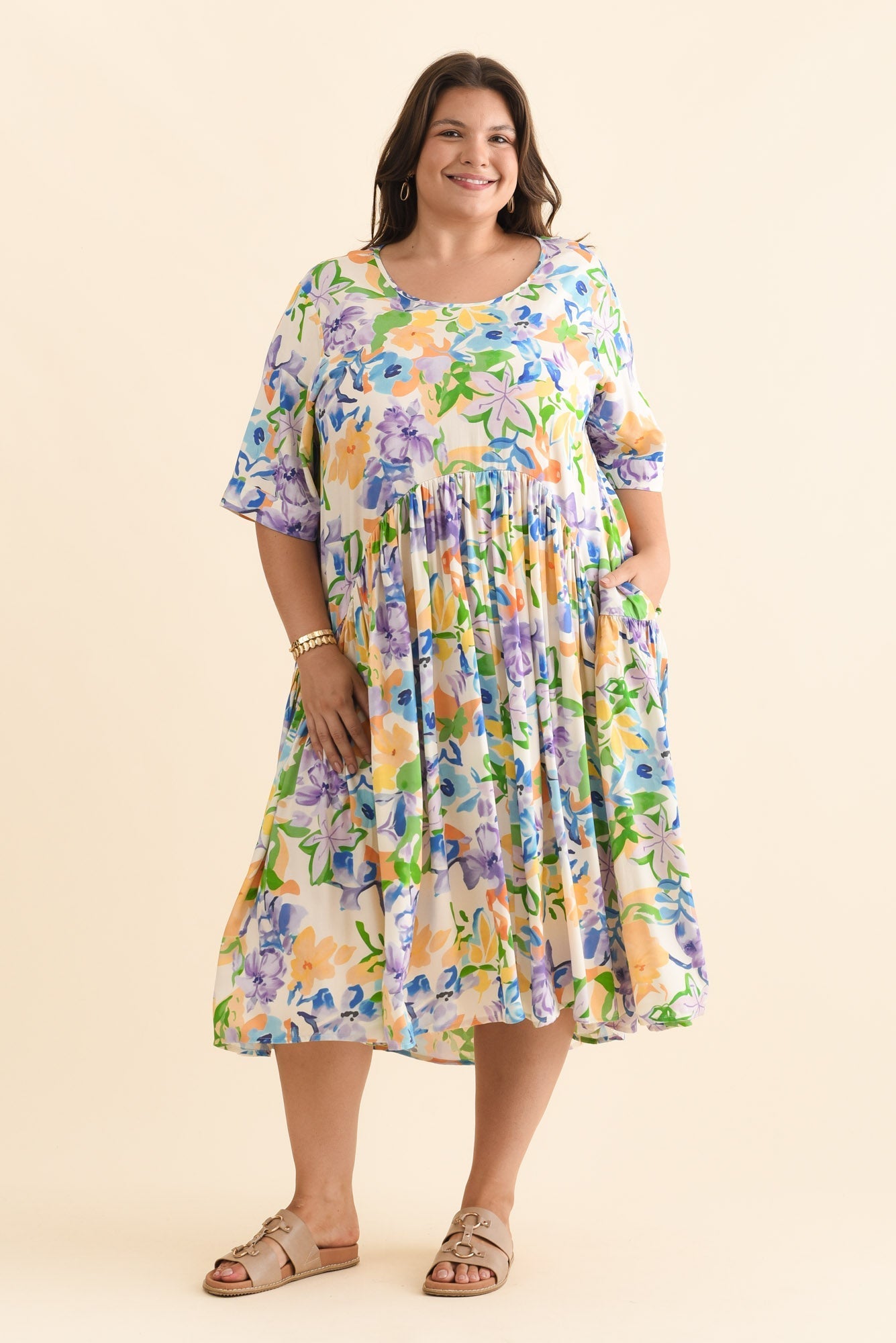 Kiana Purple Floral Peak Dress
