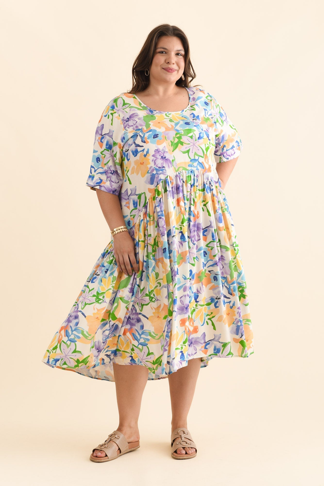 Kiana Purple Floral Peak Dress