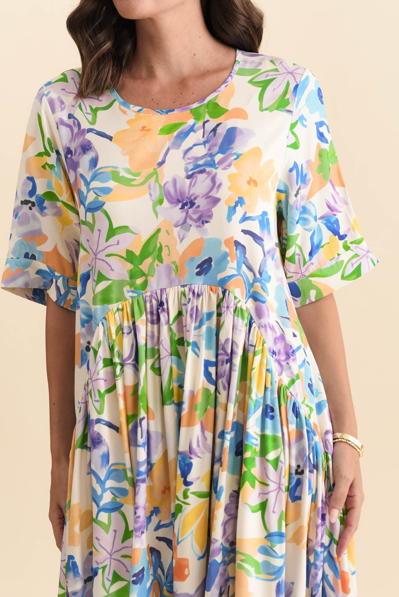 Kiana Purple Floral Peak Dress