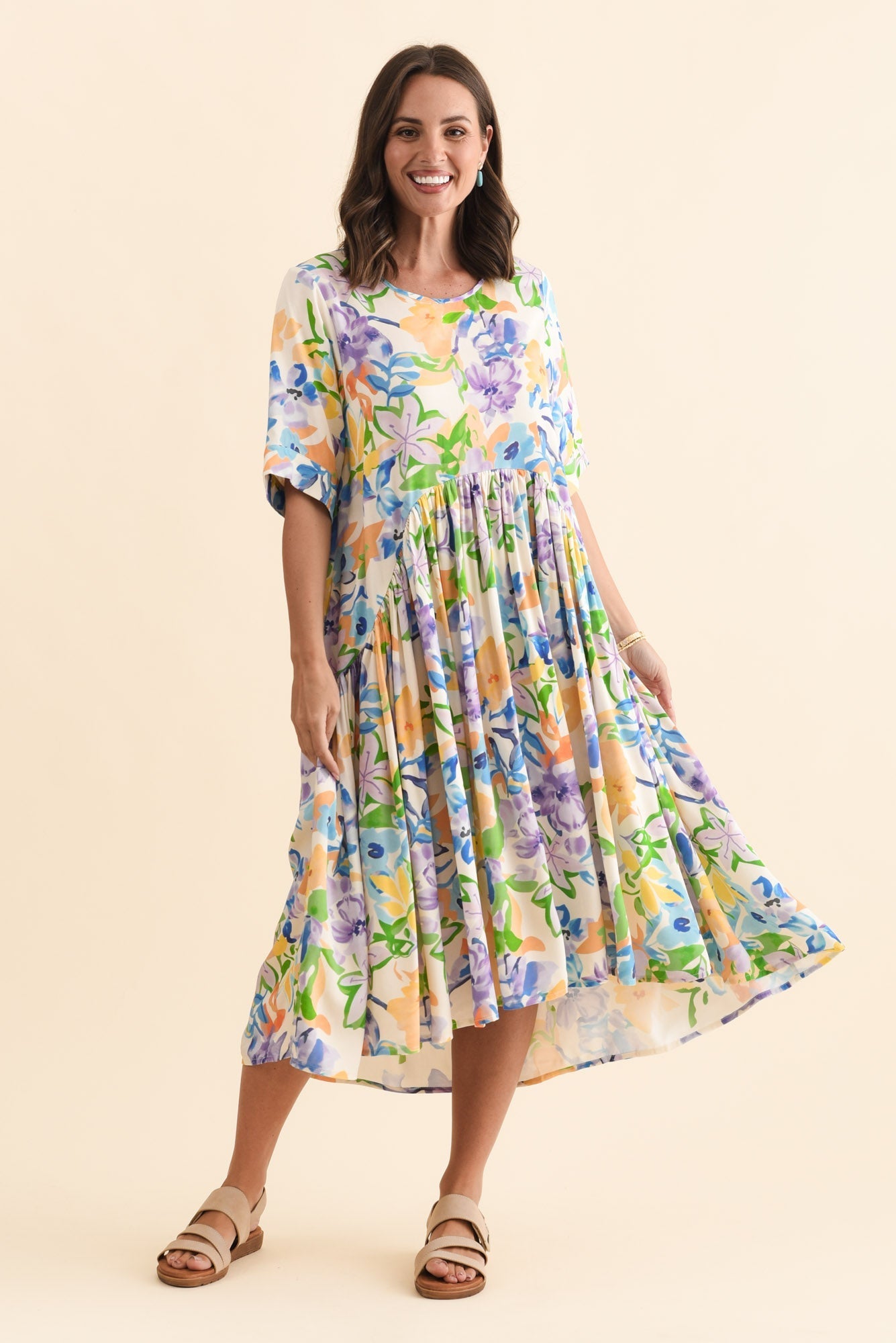 Kiana Purple Floral Peak Dress