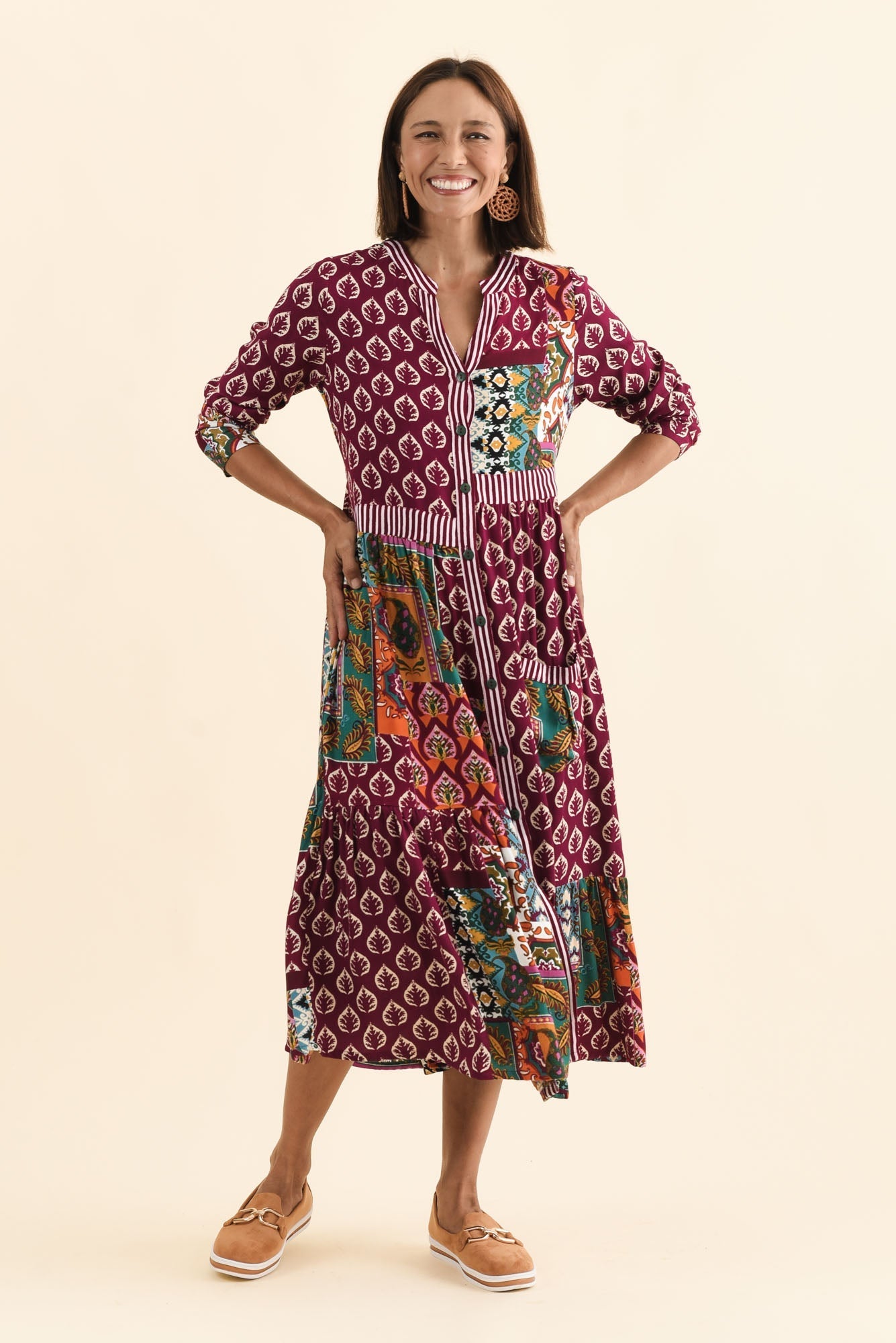 Lacala Purple Motif Button Dress
