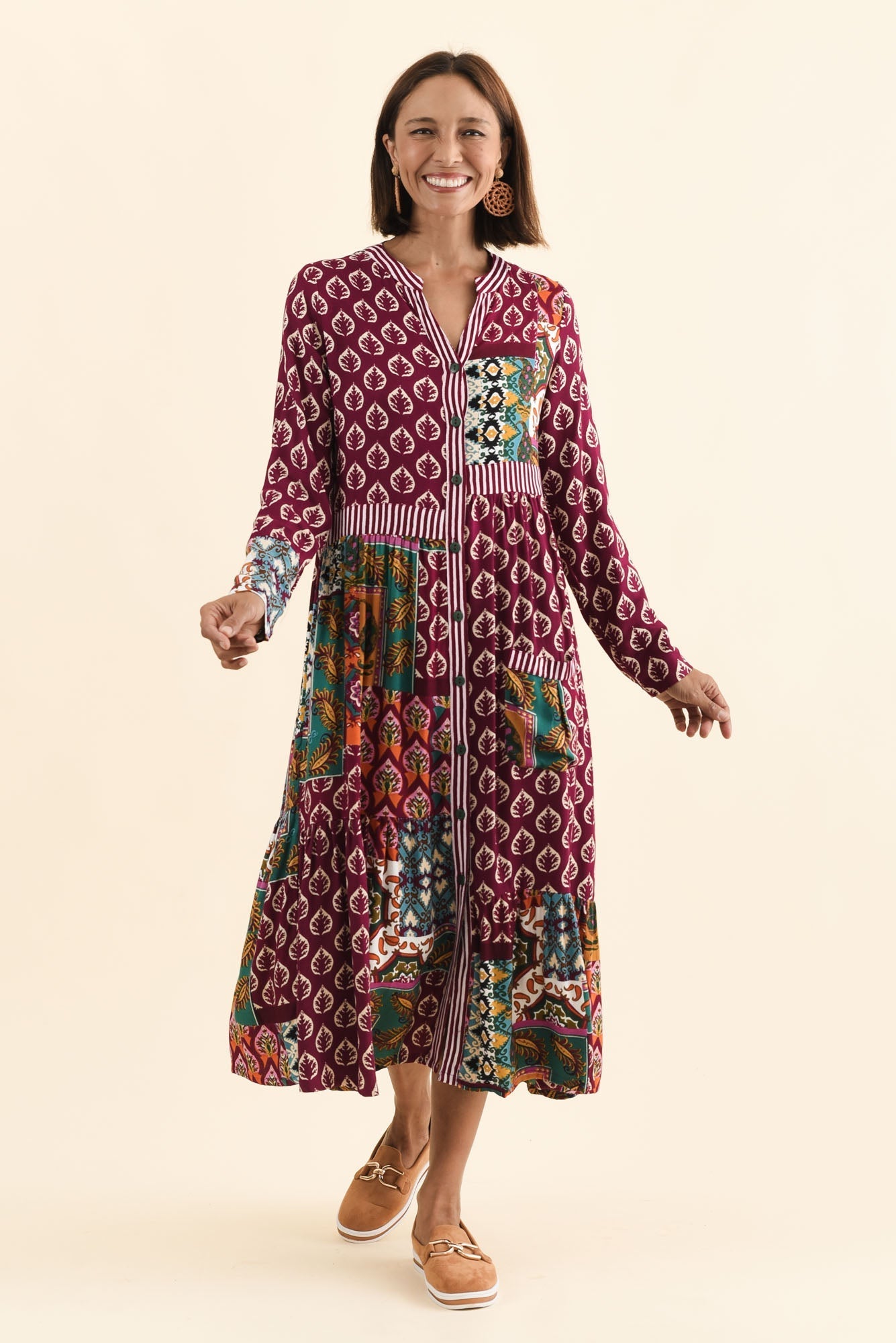 Lacala Purple Motif Button Dress