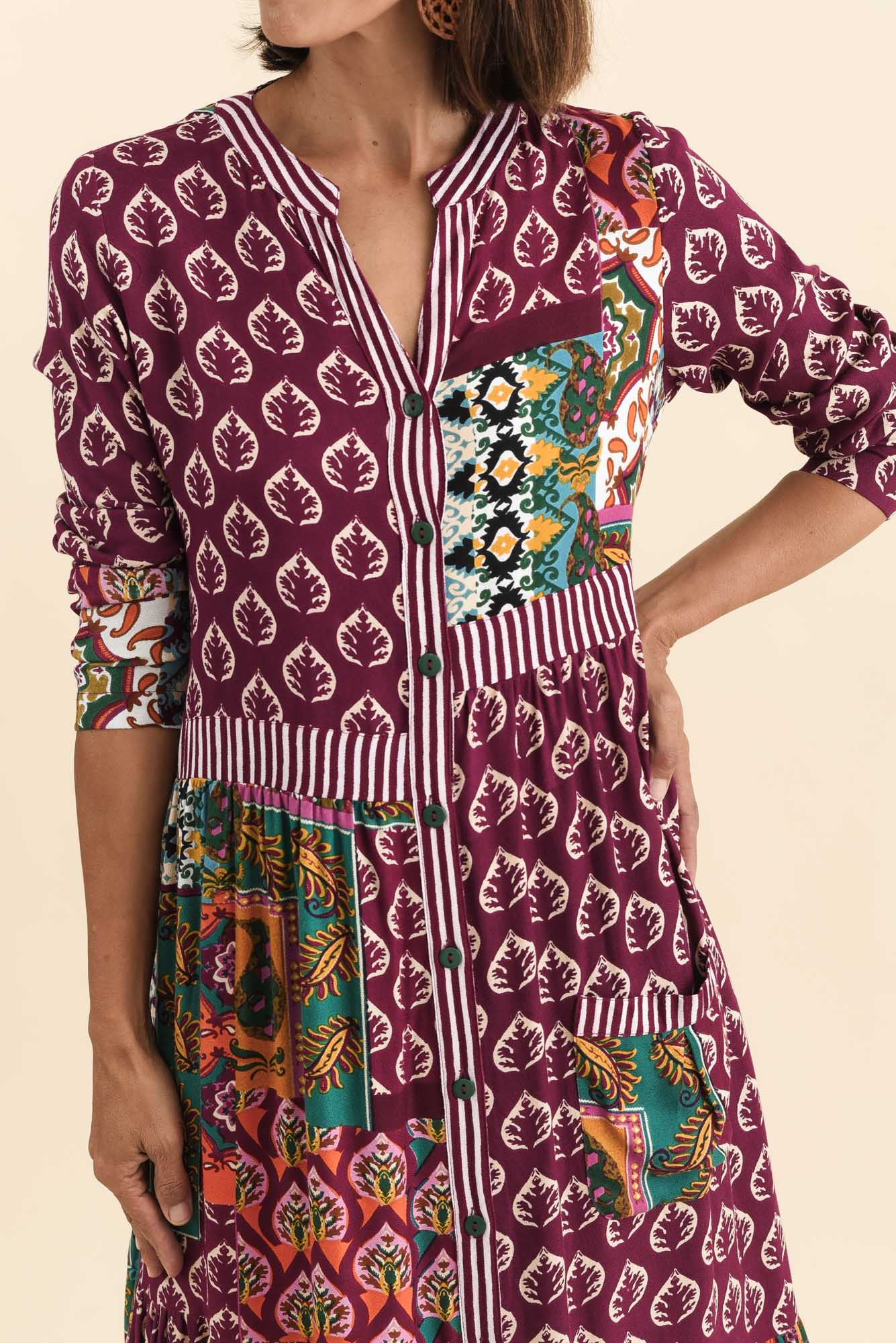 Lacala Purple Motif Button Dress