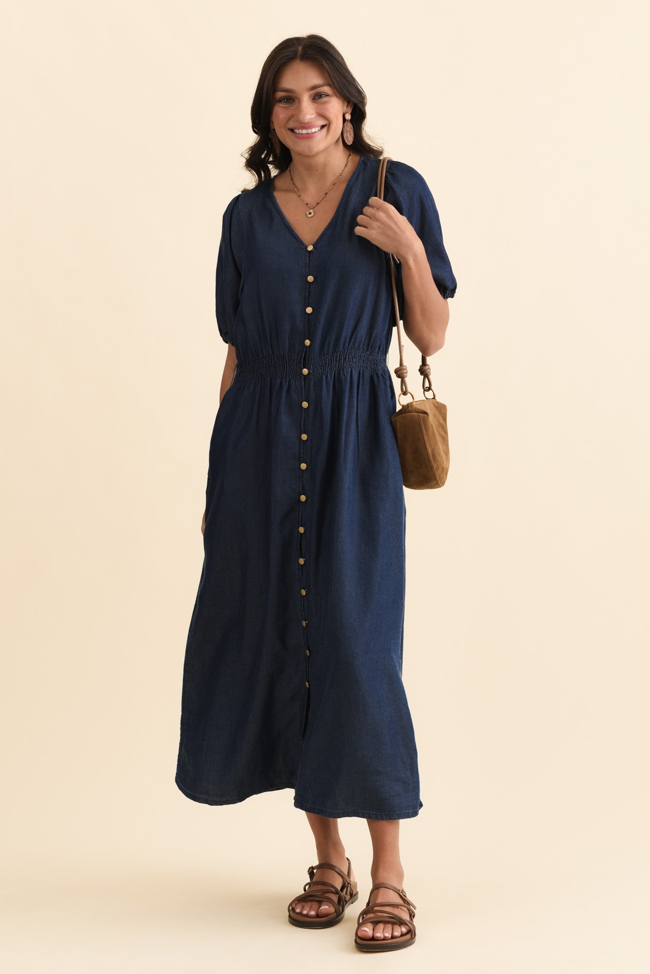 Lee Dark Blue Lyocell Button Dress
