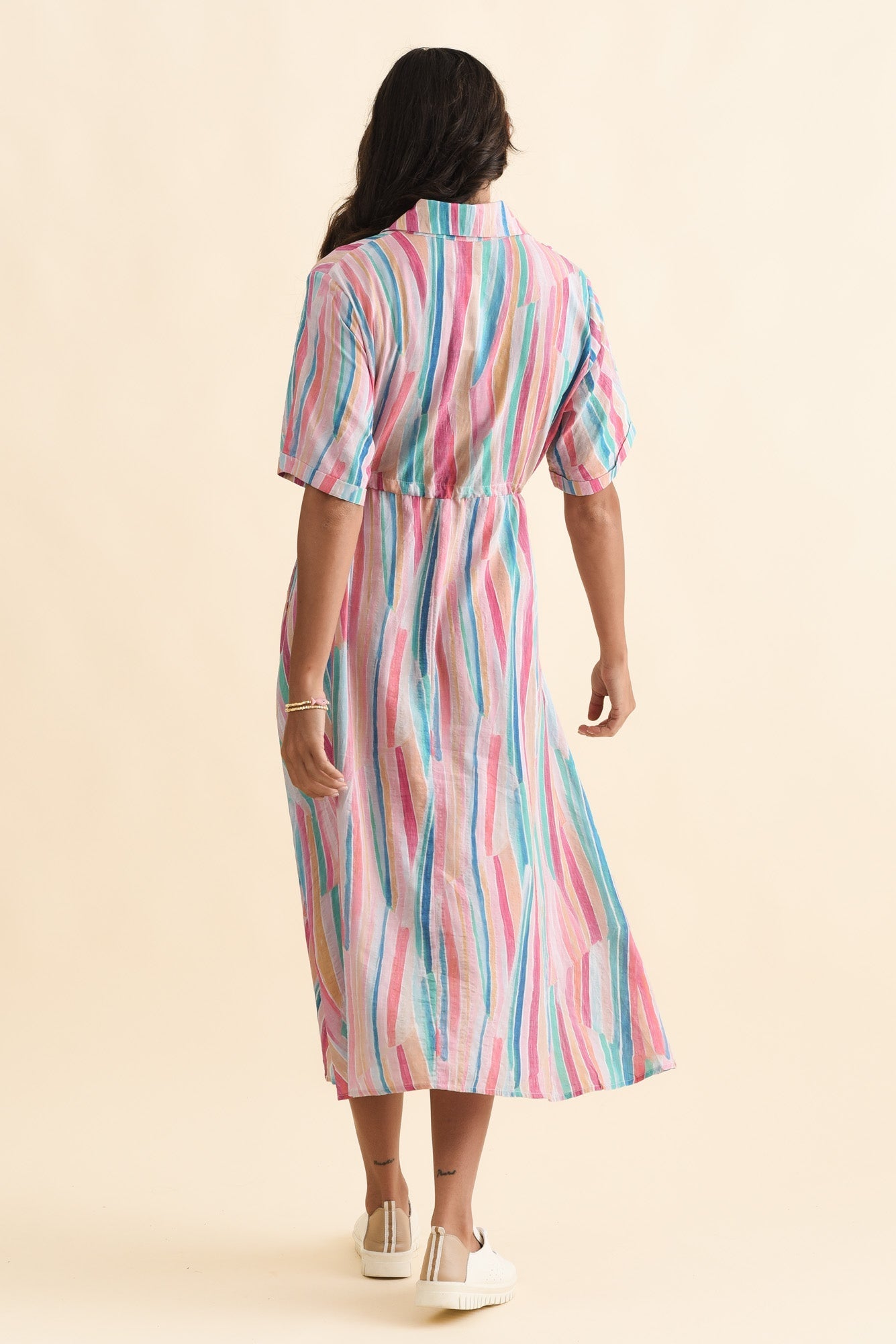 Leigh Pink Stripe Tie Dress