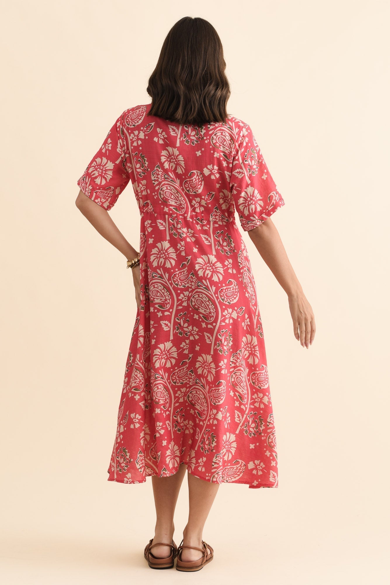 Leigh Red Flower Tie Dress