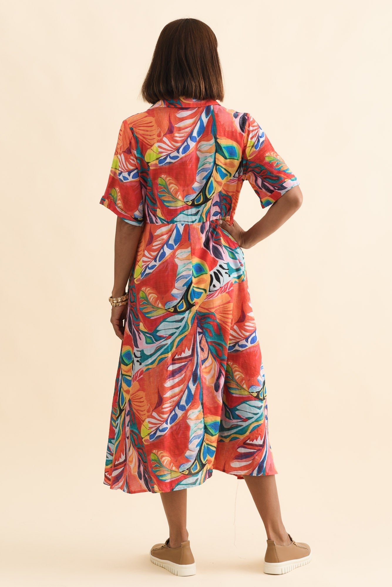 Leigh Red Tropical Tie Dress