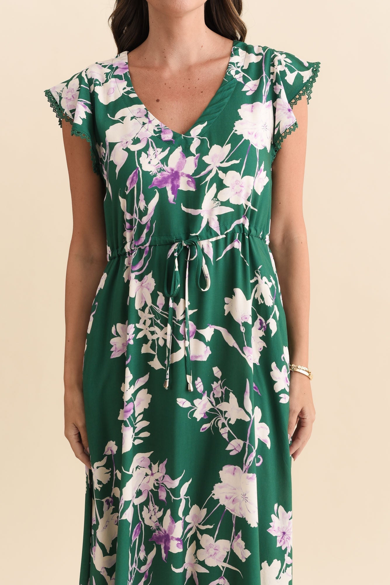 Libby Green Flower Midi Dress
