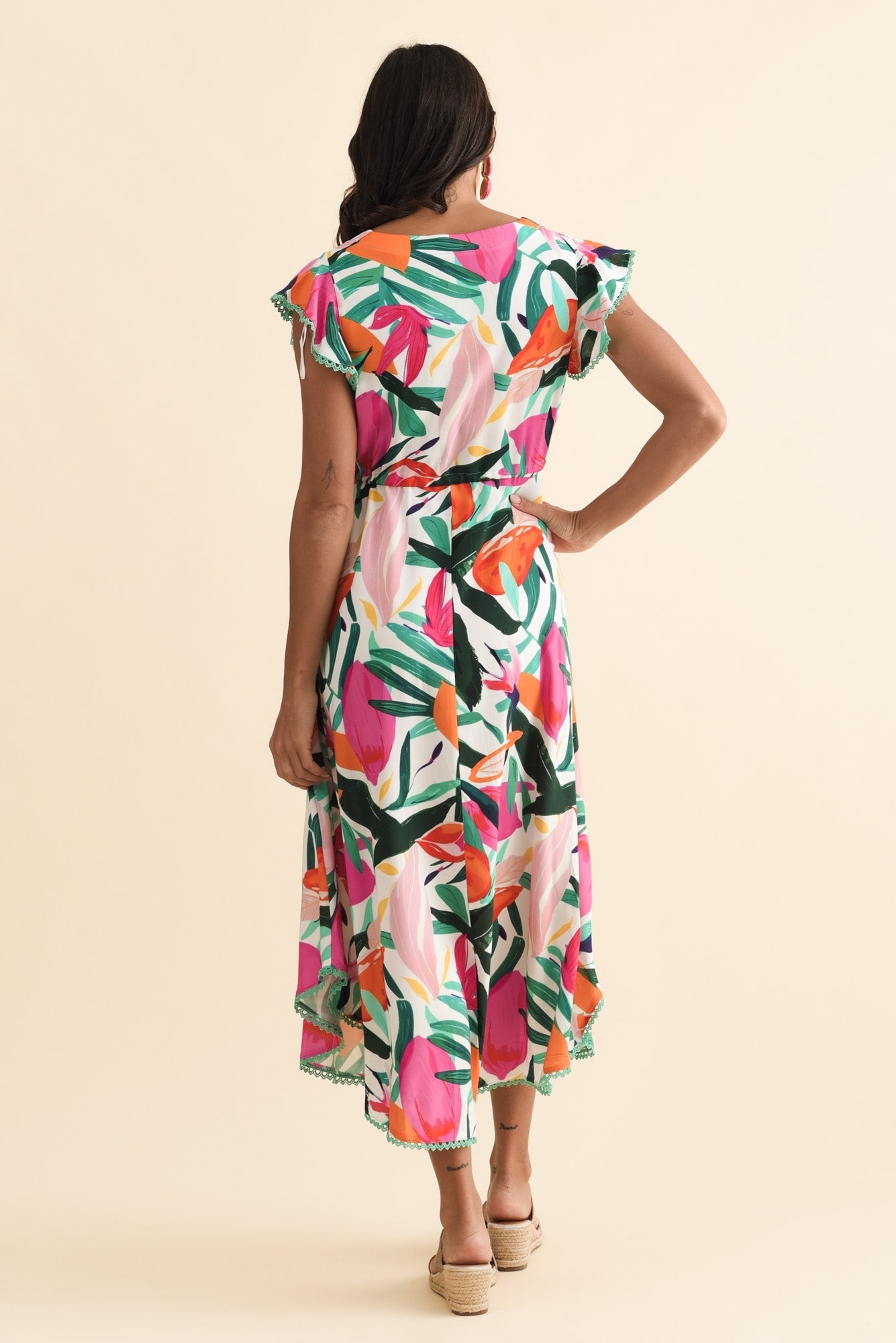 Libby Pink Flower Midi Dress
