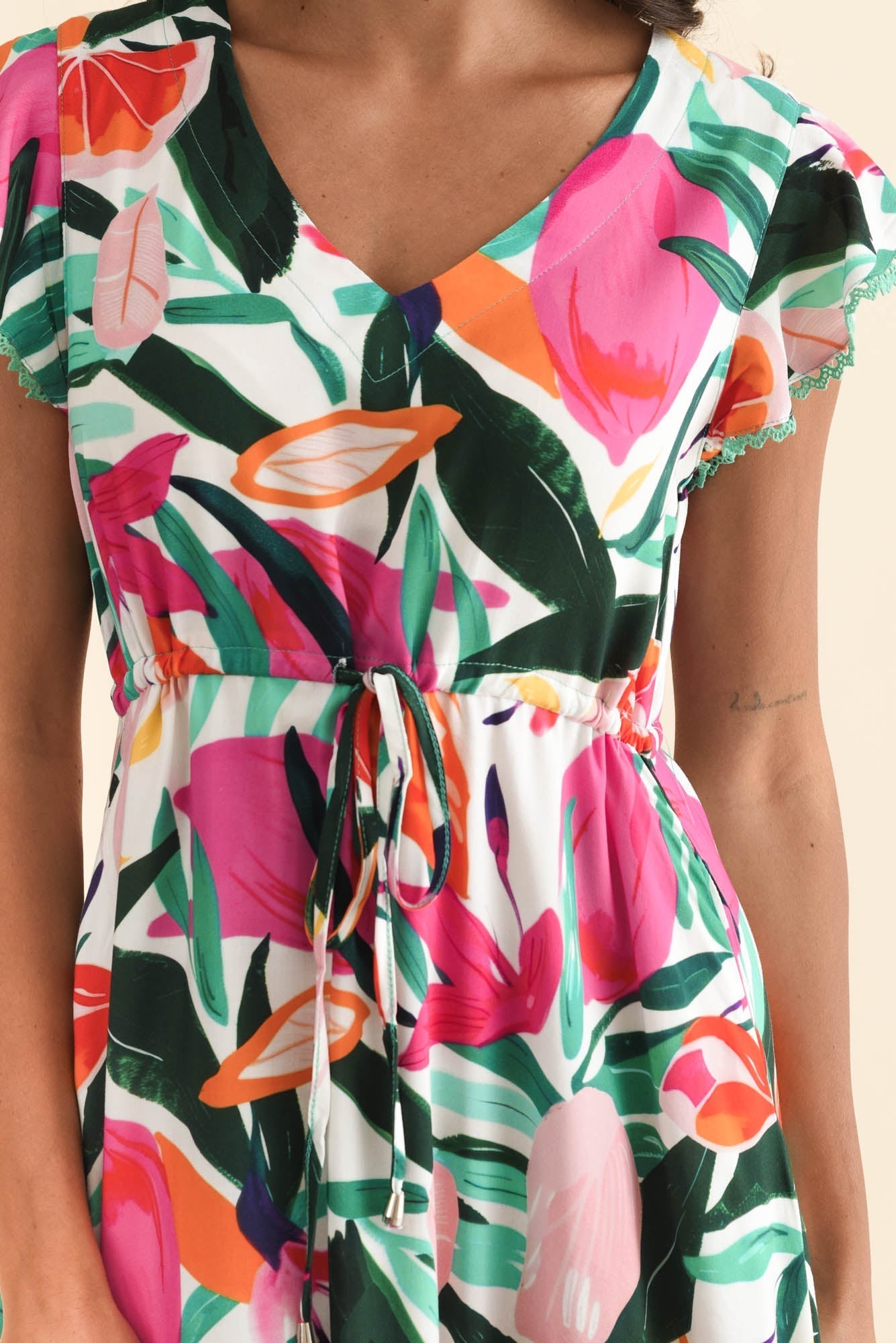 Libby Pink Flower Midi Dress