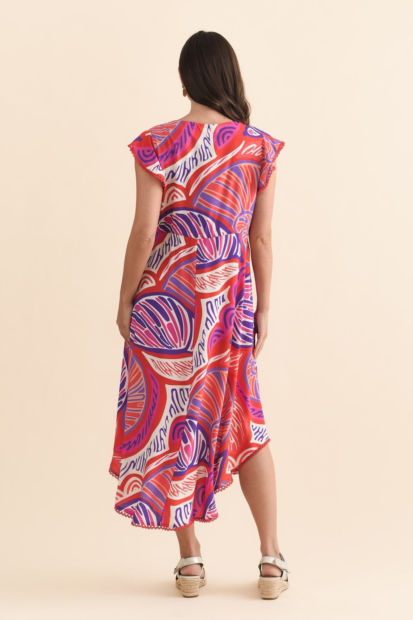 Libby Purple Motif Midi Dress
