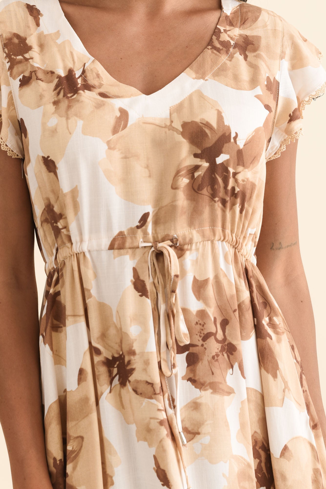 Libby Rust Flower Midi Dress