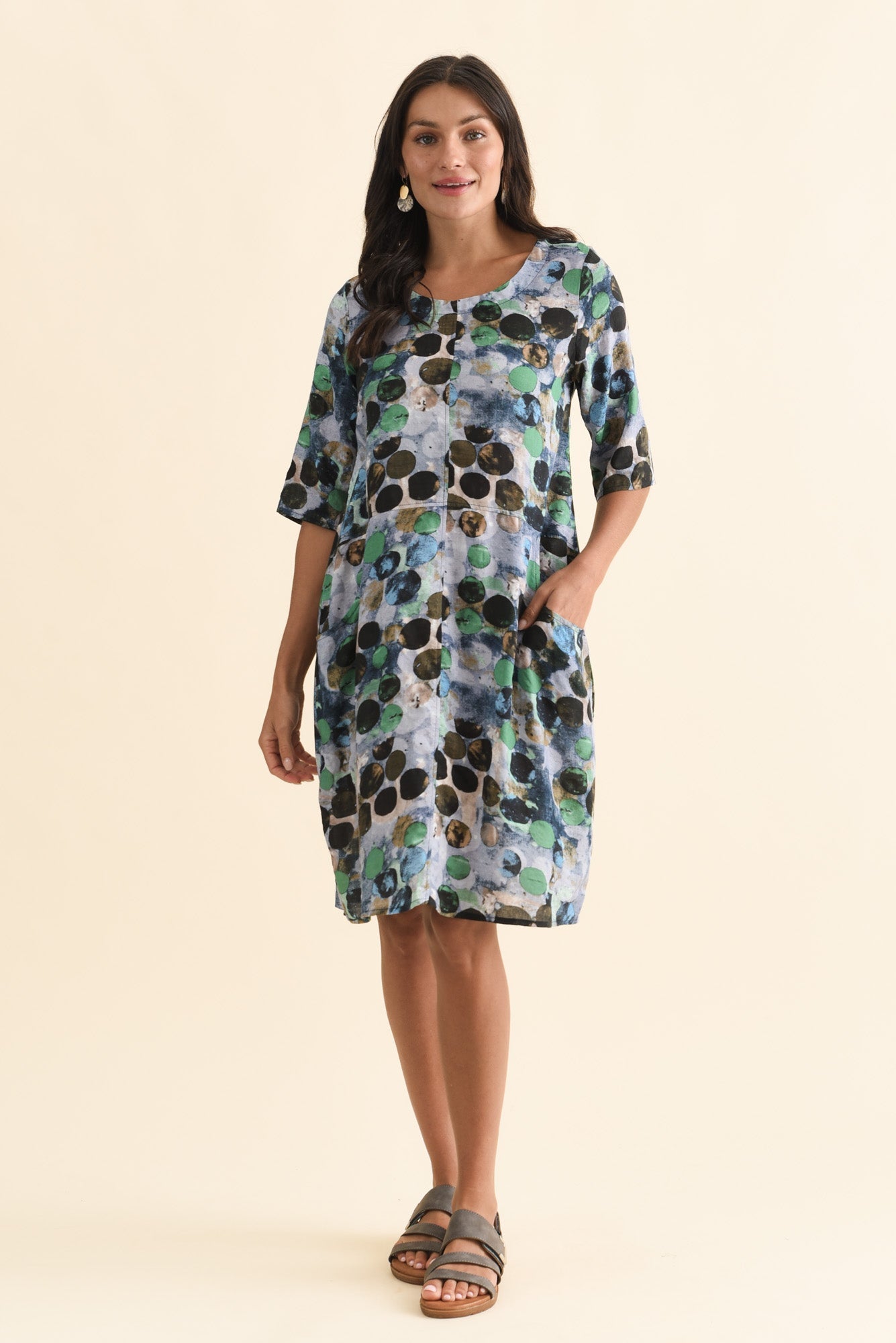 Lilibet Blue Spot Cotton Pocket Dress
