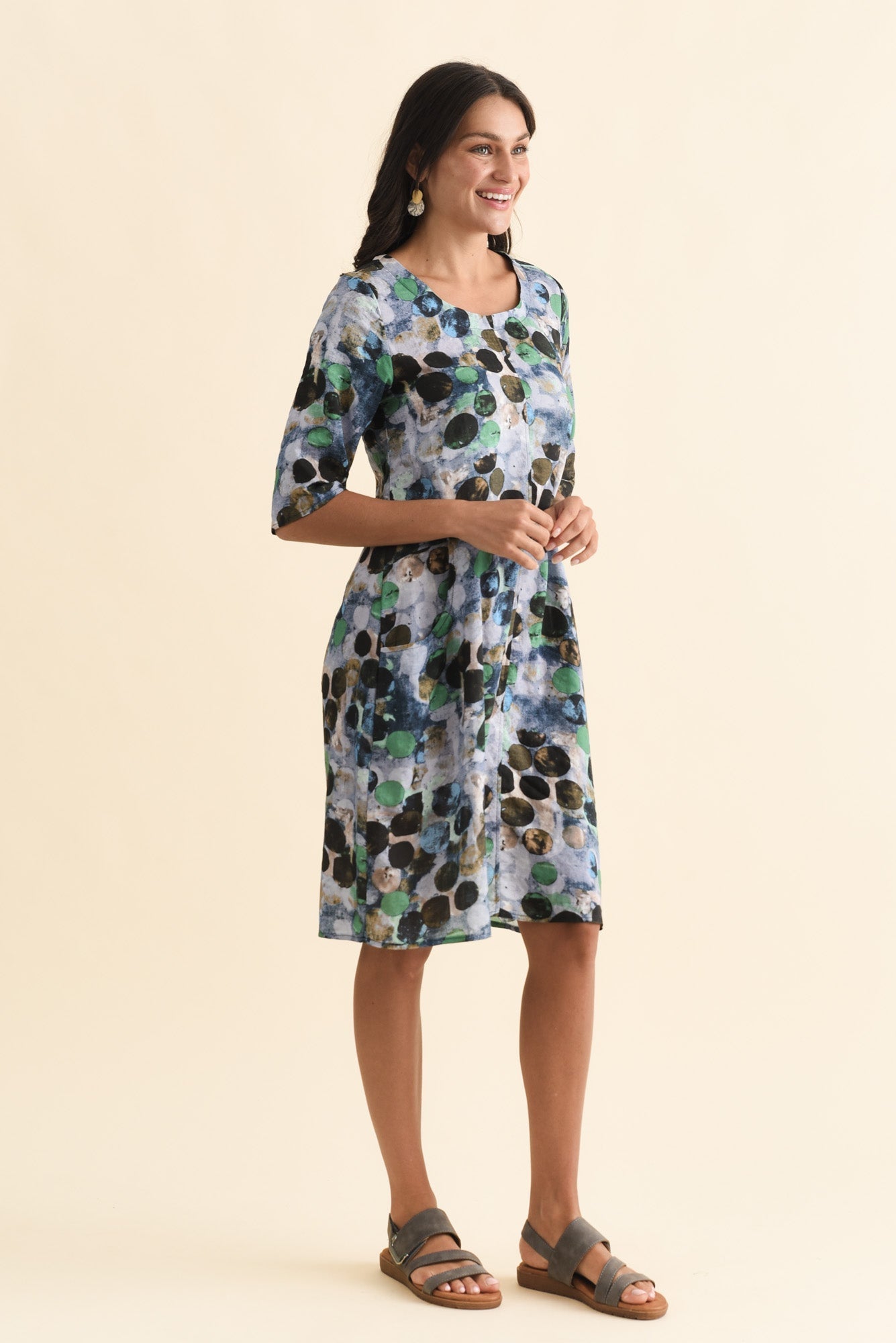 Lilibet Blue Spot Cotton Pocket Dress