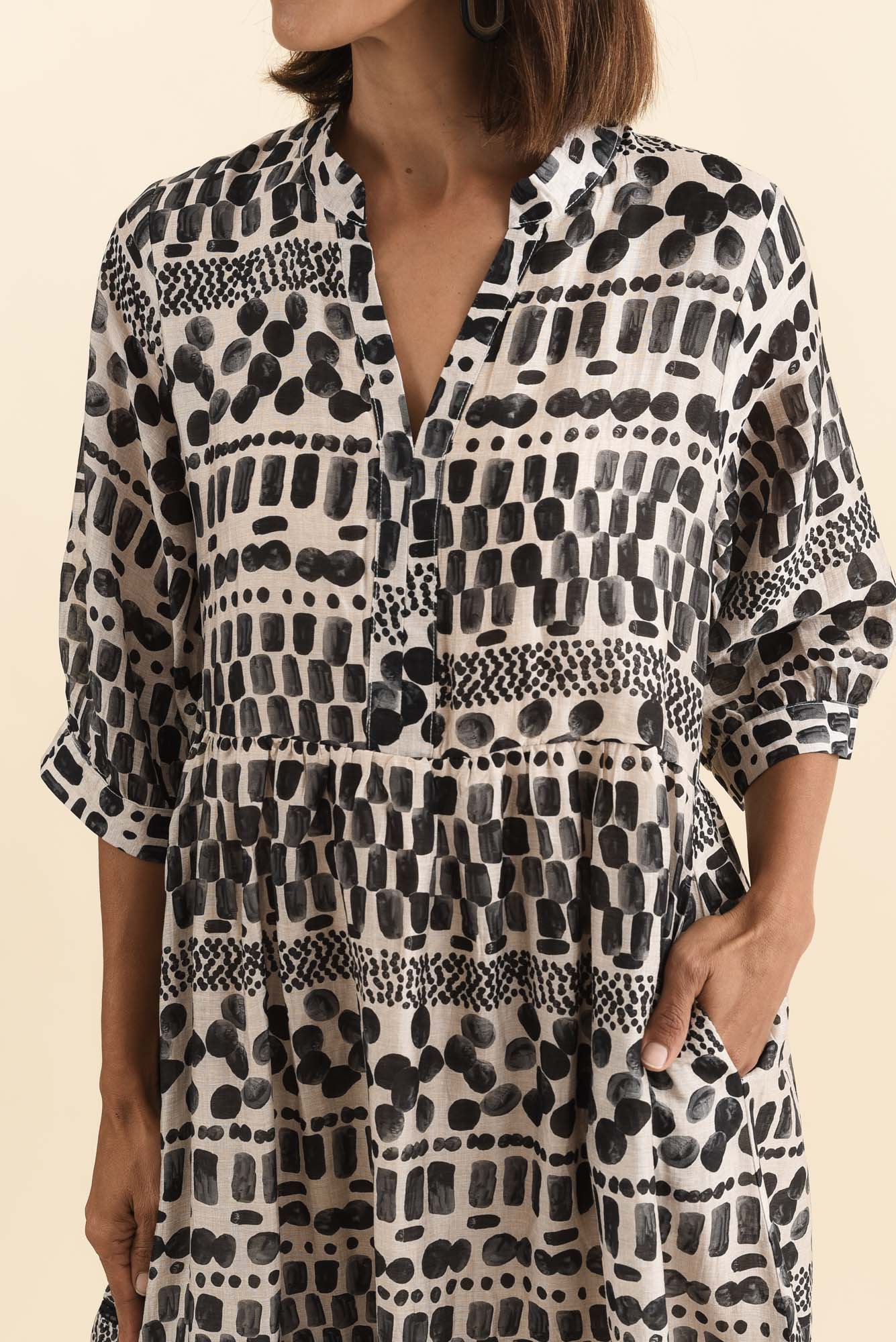 Lillian Black Spot Tier Dress