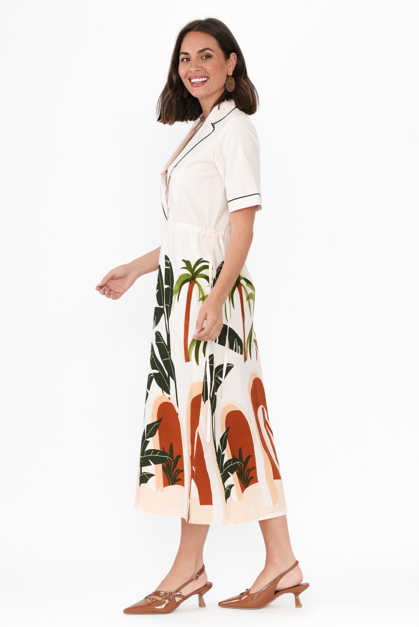 Lillie White Palm Cotton Poplin Dress