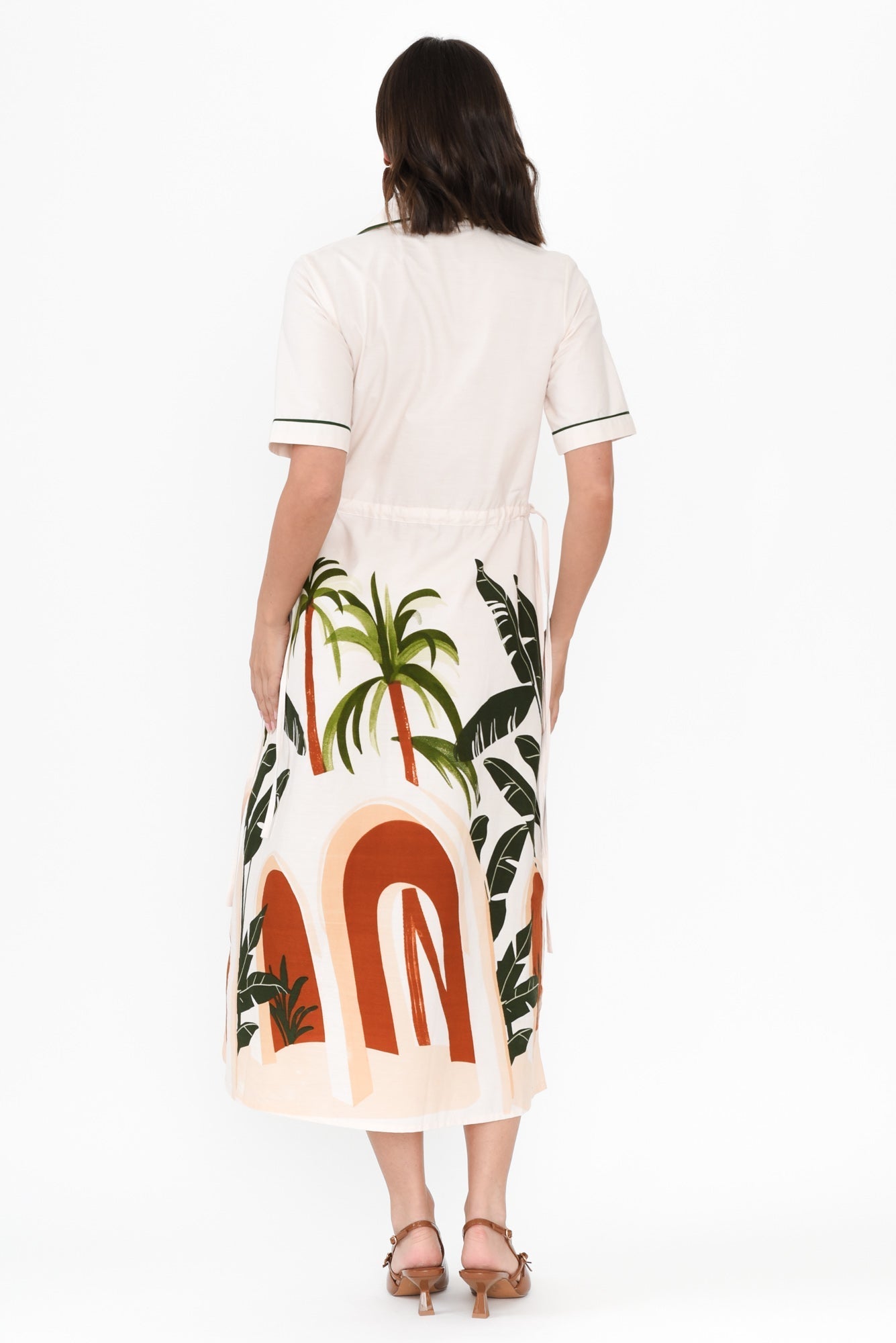 Lillie White Palm Cotton Poplin Dress
