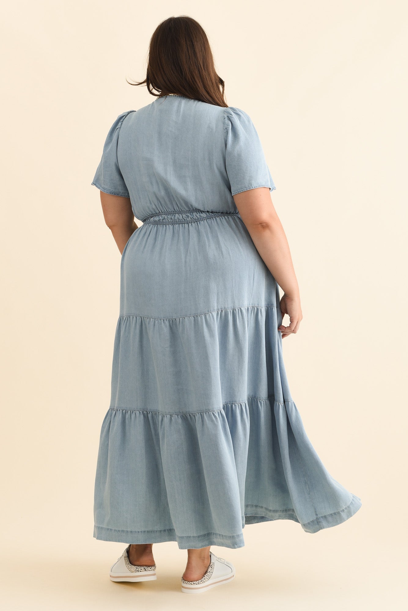 Luca Dark Blue Tencel Tier Dress