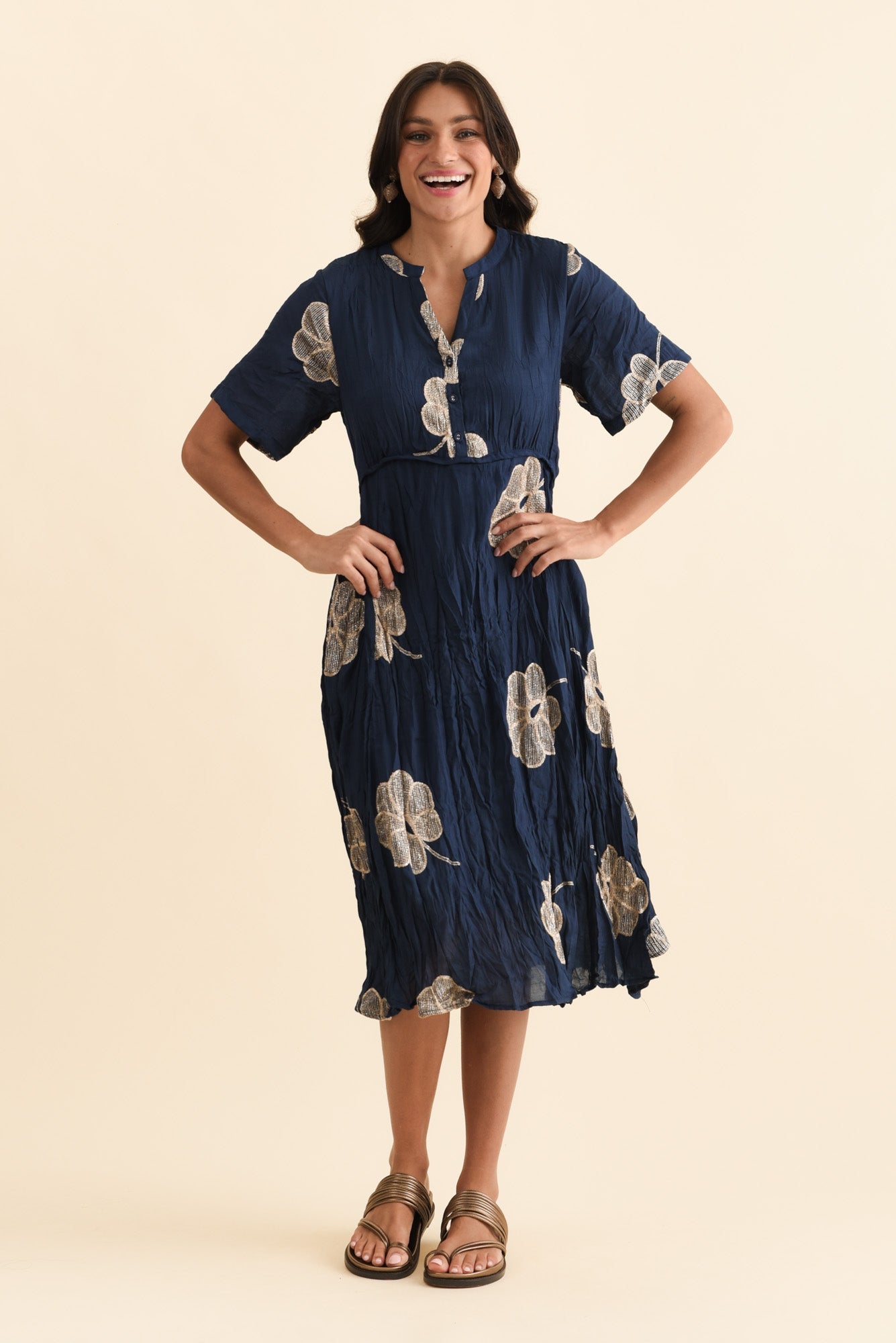 Lucy Navy Flower Pocket Dress