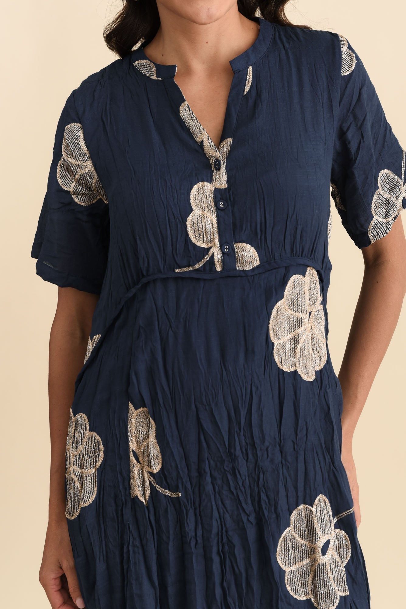 Lucy Navy Flower Pocket Dress