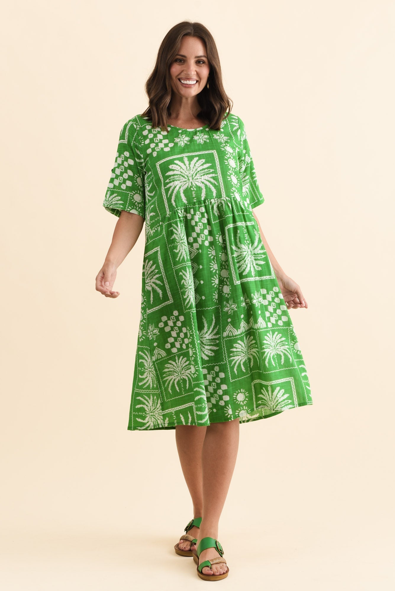 Mackie Green Tile Cotton Pocket Dress