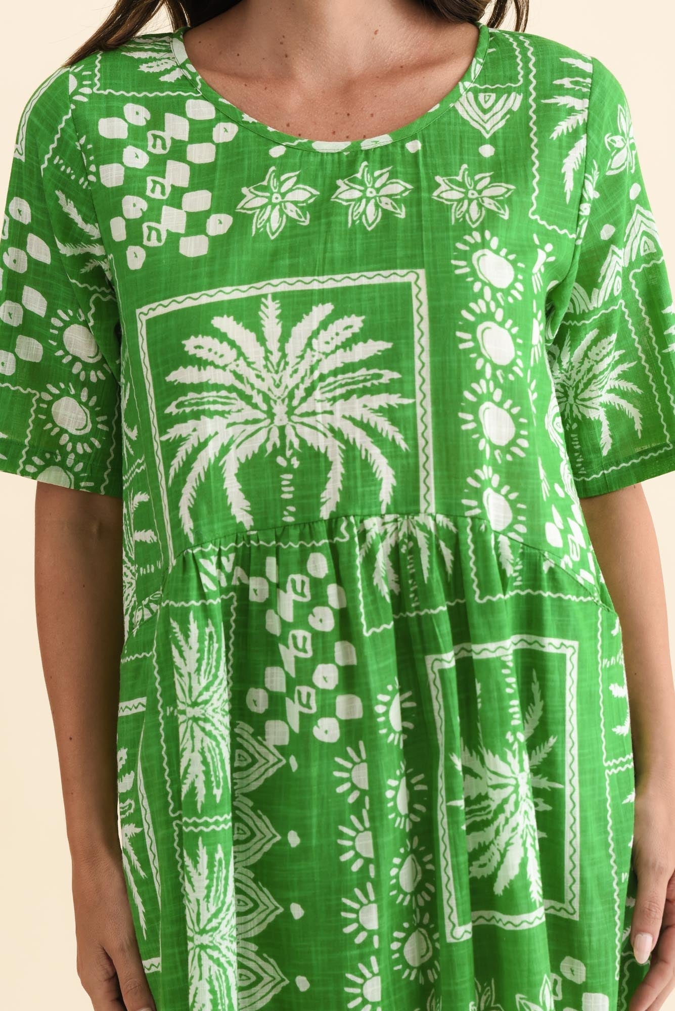 Mackie Green Tile Cotton Pocket Dress