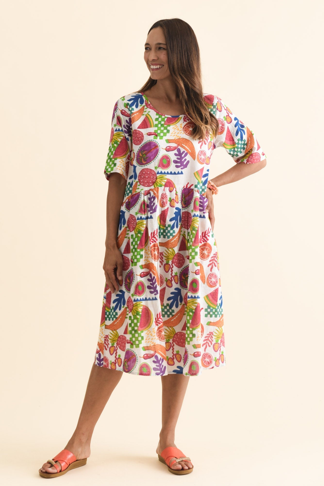 Mackie White Fruity Cotton Pocket Dress