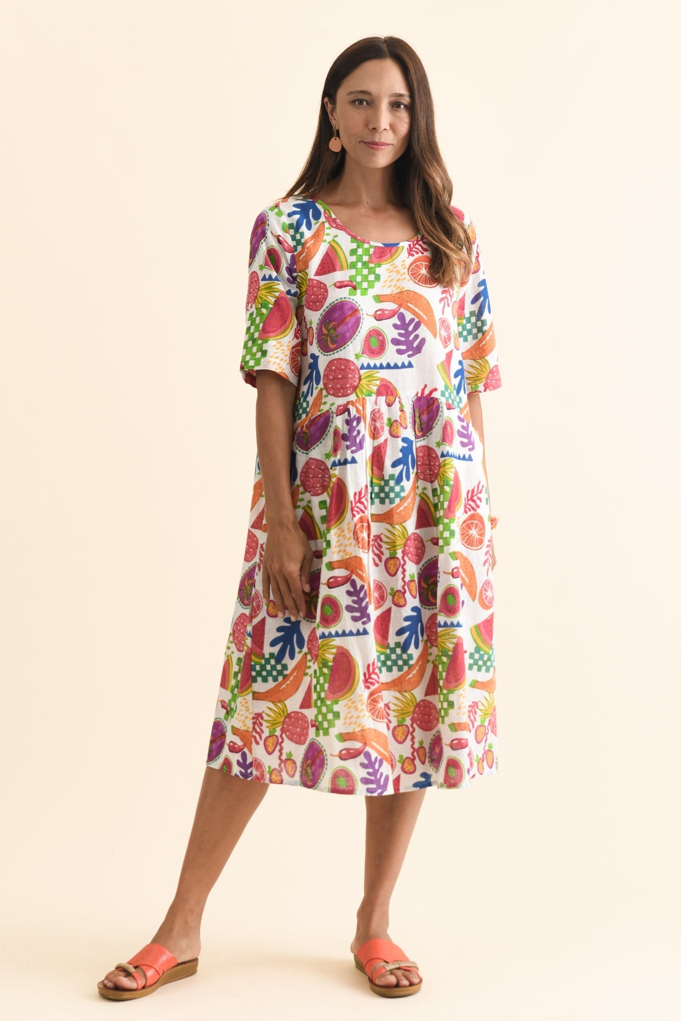 Mackie White Fruity Cotton Pocket Dress