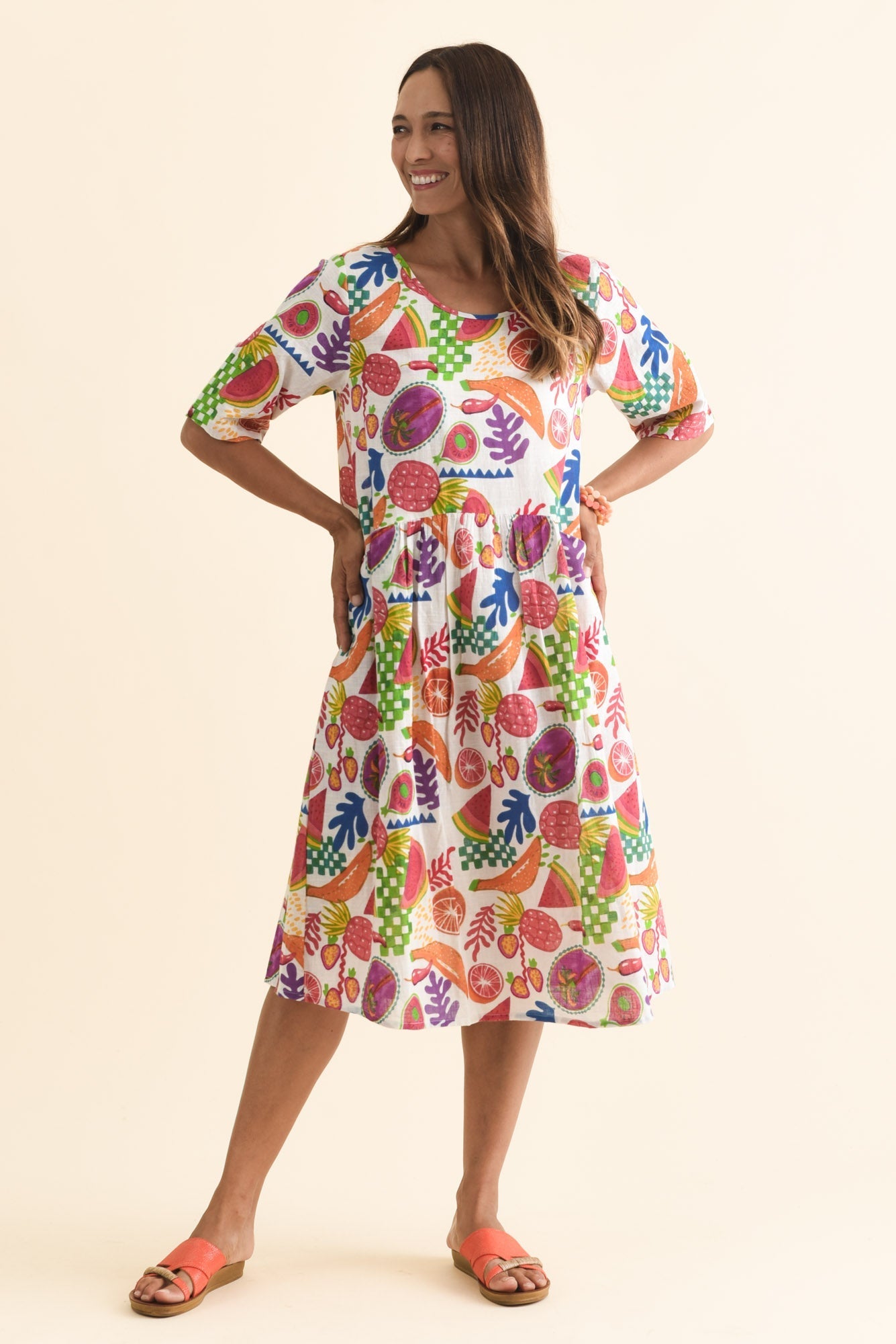 Mackie White Fruity Cotton Pocket Dress