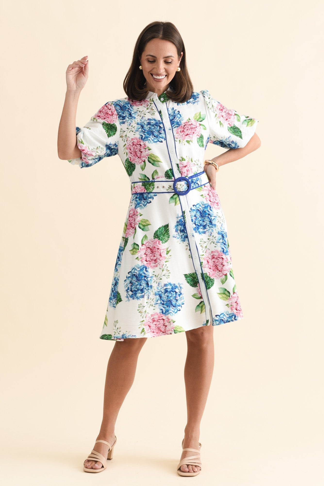 Malia White Flower Linen Cotton Dress