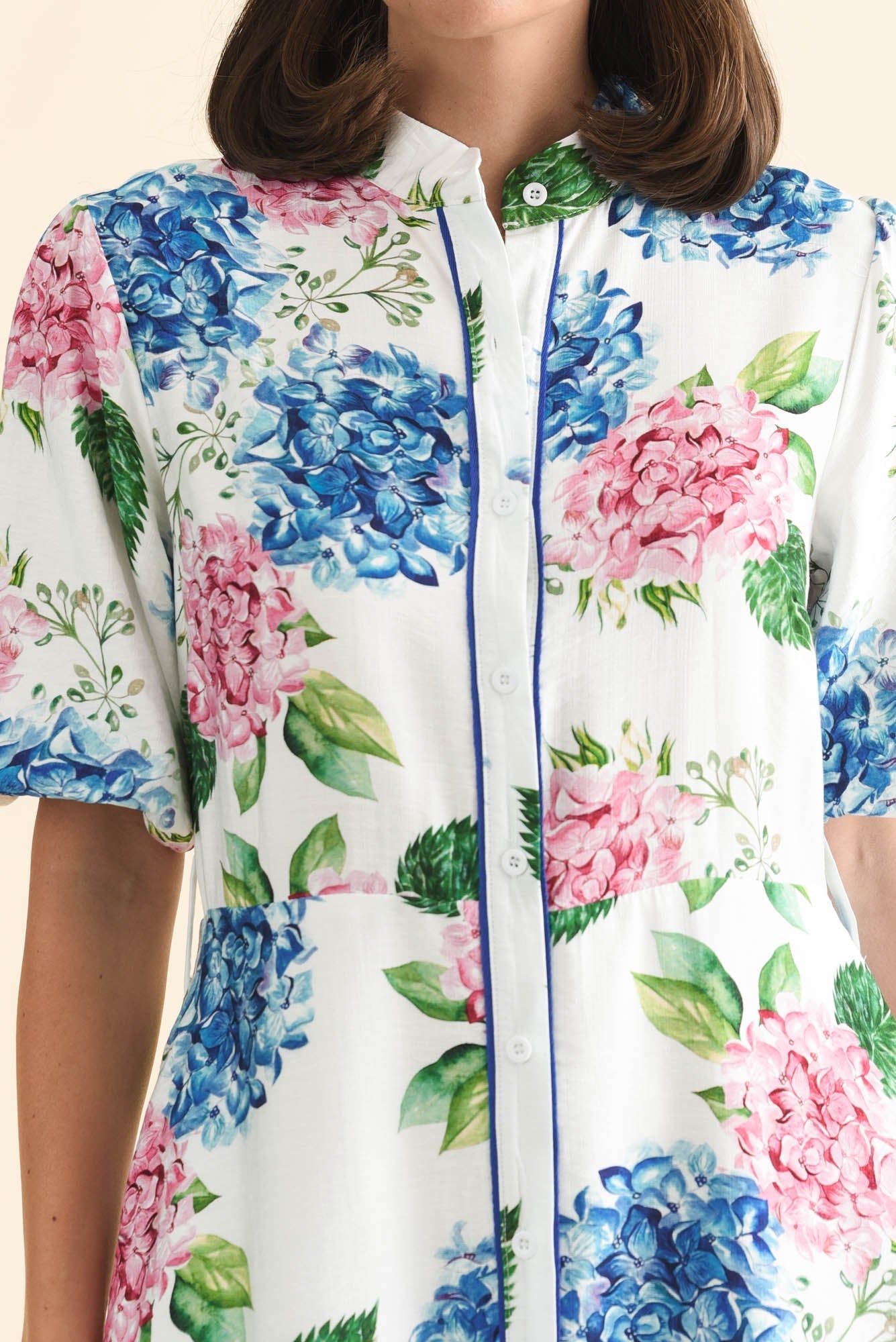 Malia White Flower Linen Cotton Dress