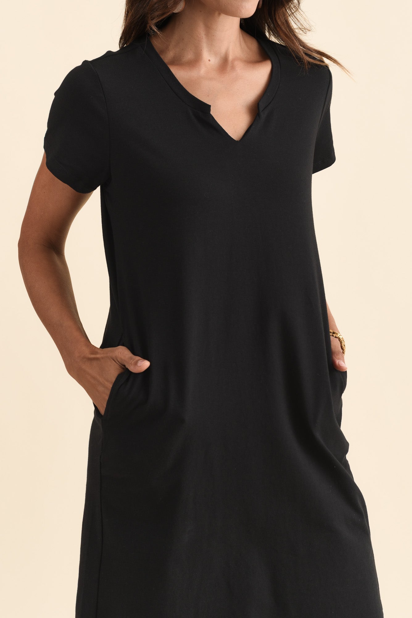 Mandy Black Cotton Tee Dress