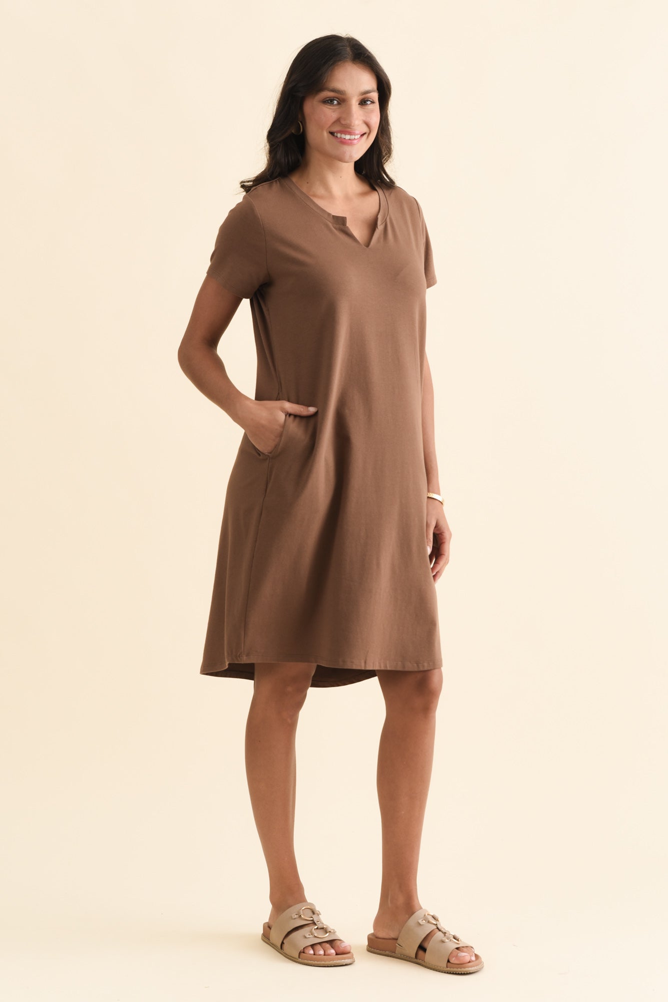 Mandy Chocolate Cotton Tee Dress