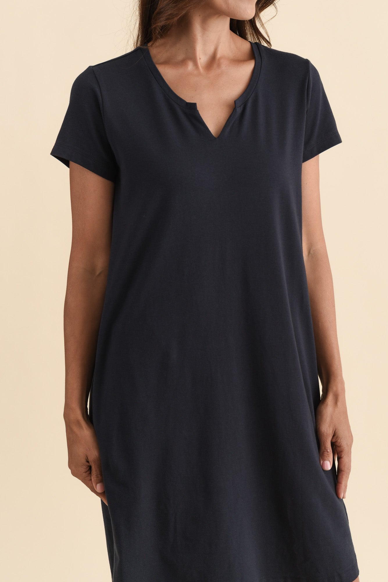 Mandy Navy Cotton Tee Dress